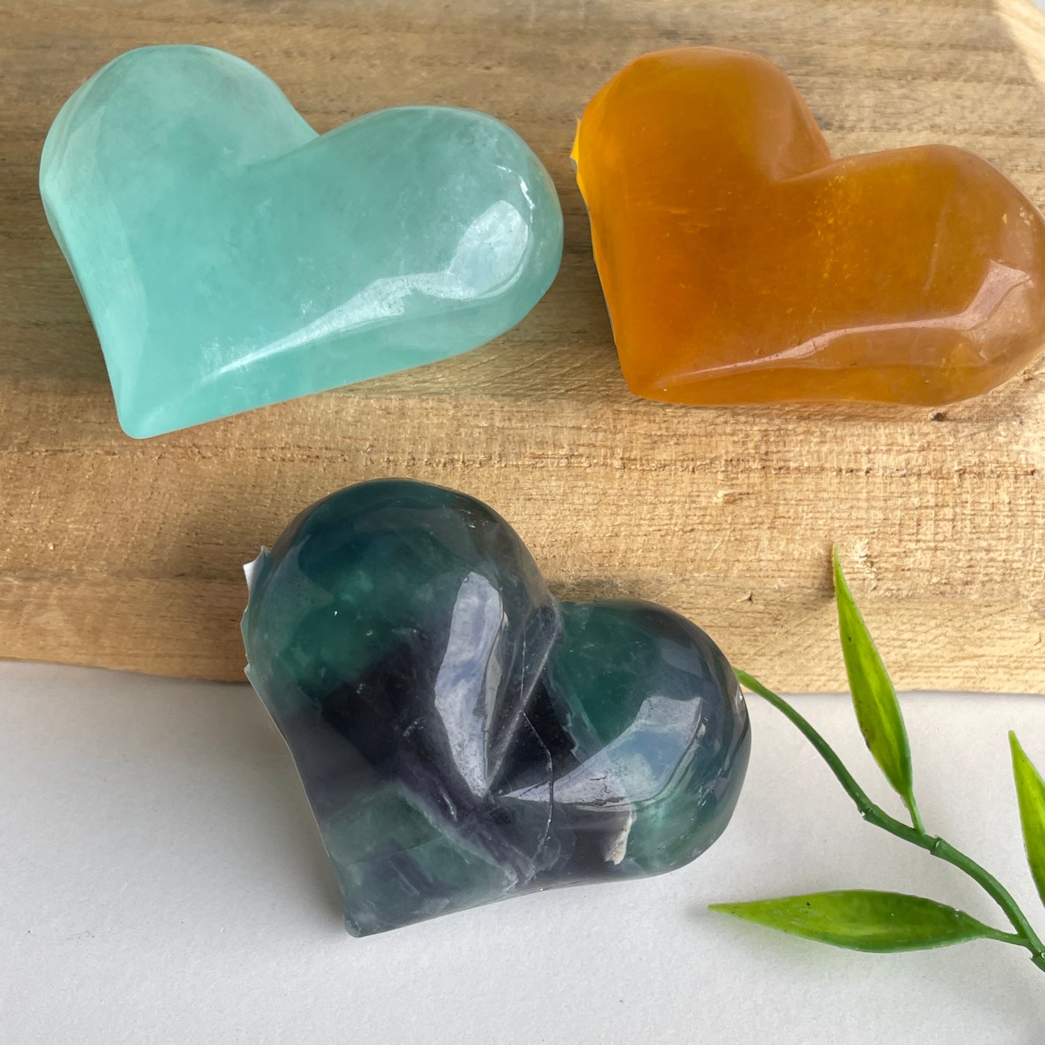 Fluorite Hearts Plump Lge