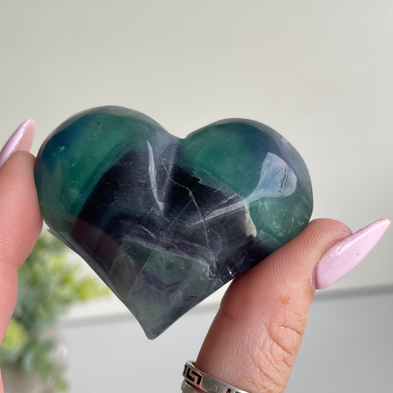 Fluorite Hearts Plump Lge