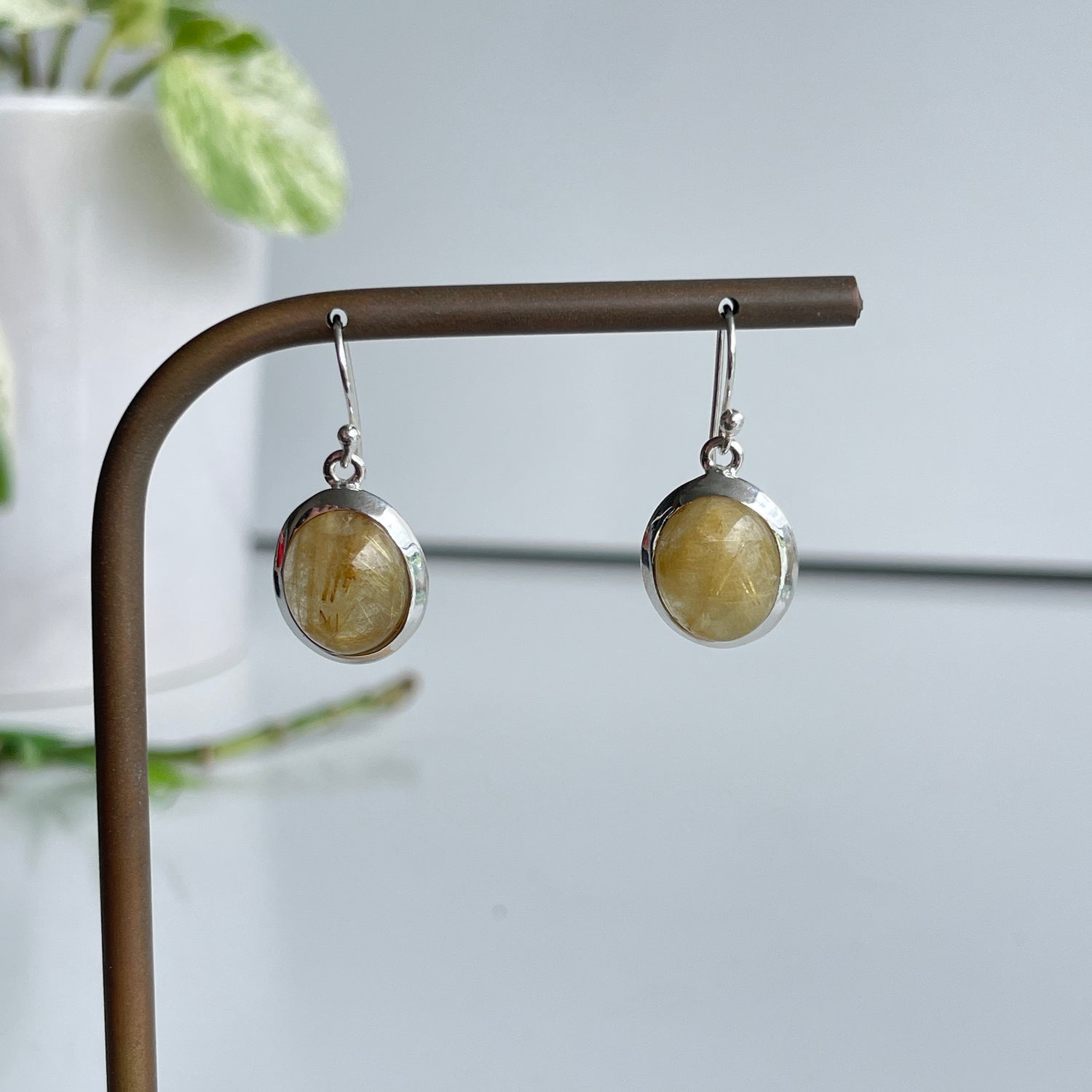 Rutilated Quartz Oval Earrings 001