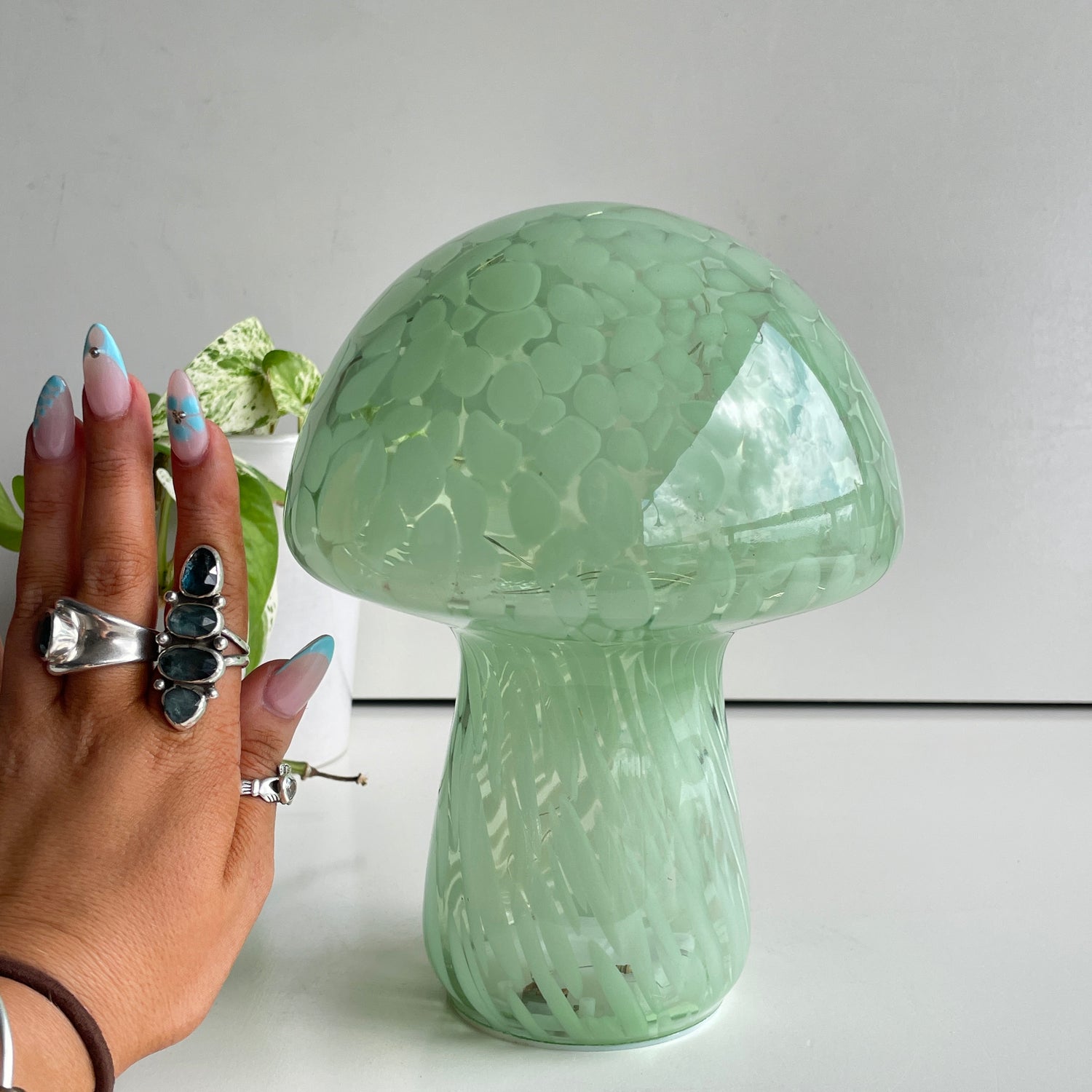 Green Glass Mushroom Lamp FU3426