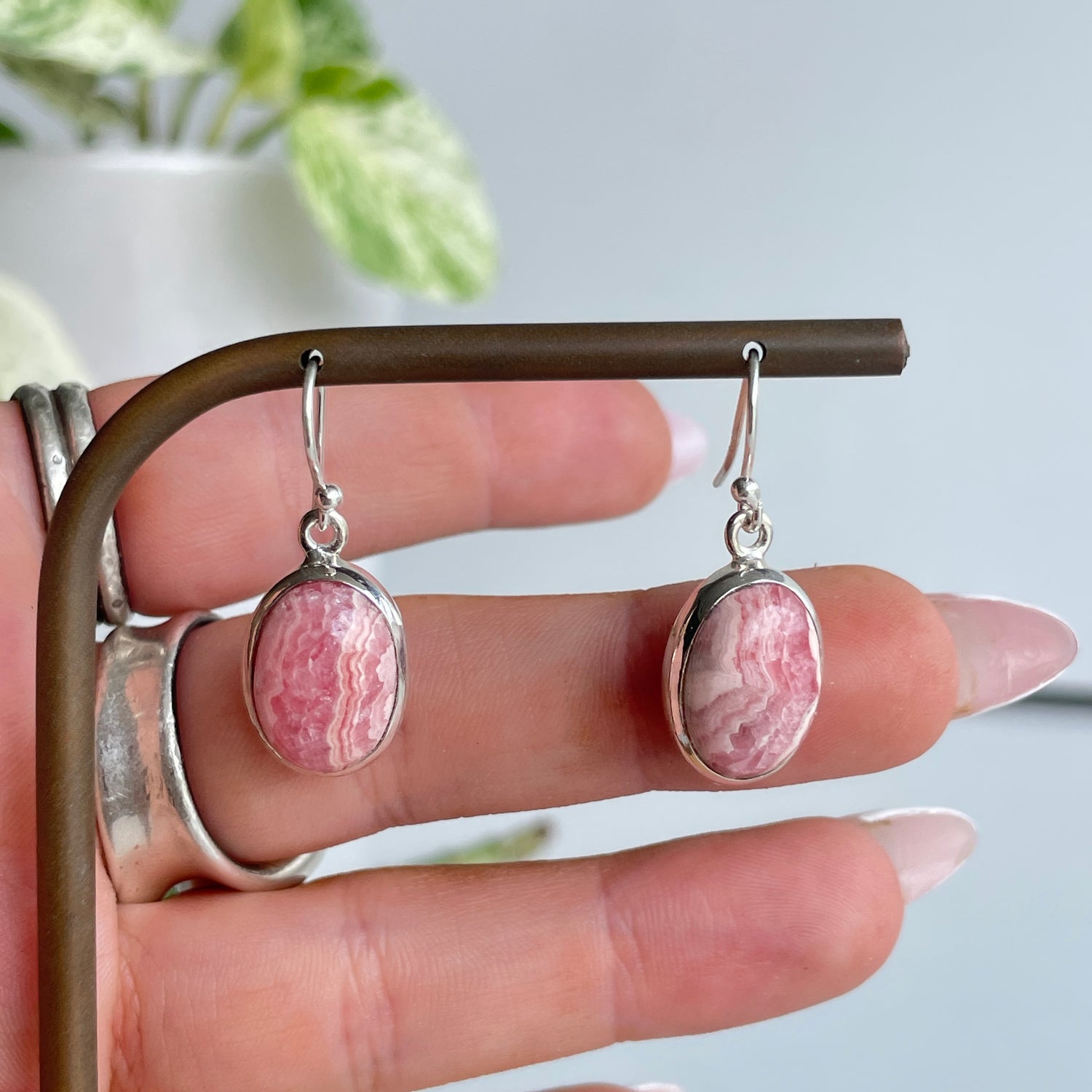Rhodochrosite Oval Earrings 002