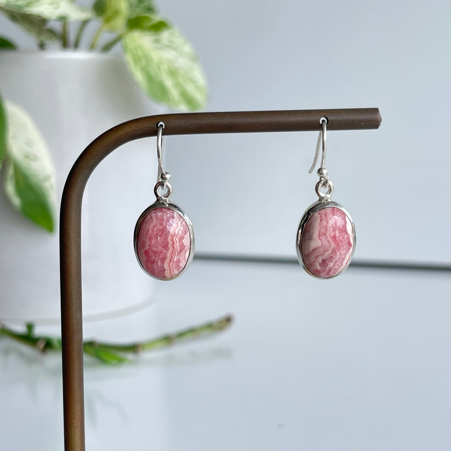 Rhodochrosite Oval Earrings 002