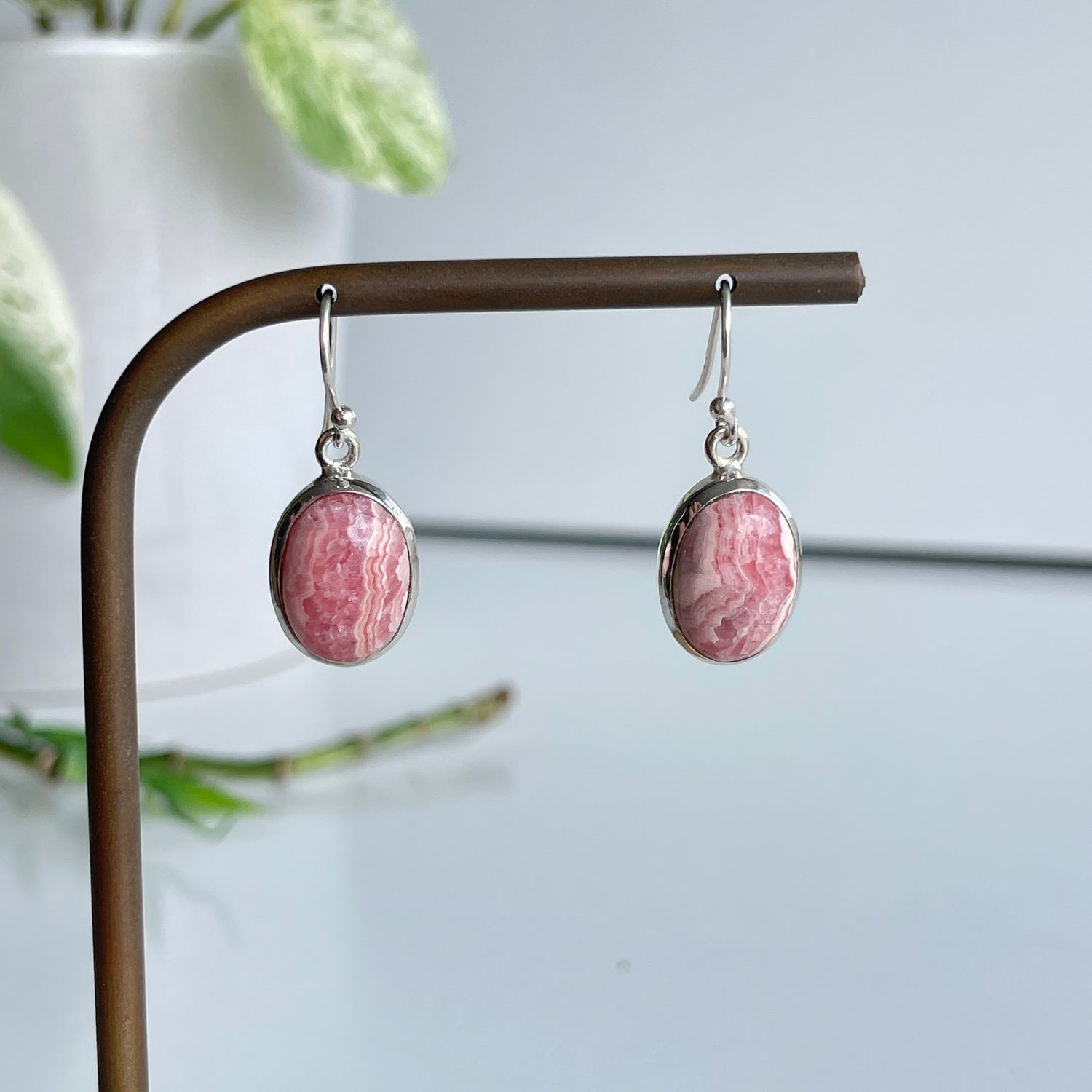 Rhodochrosite Oval Earrings 002