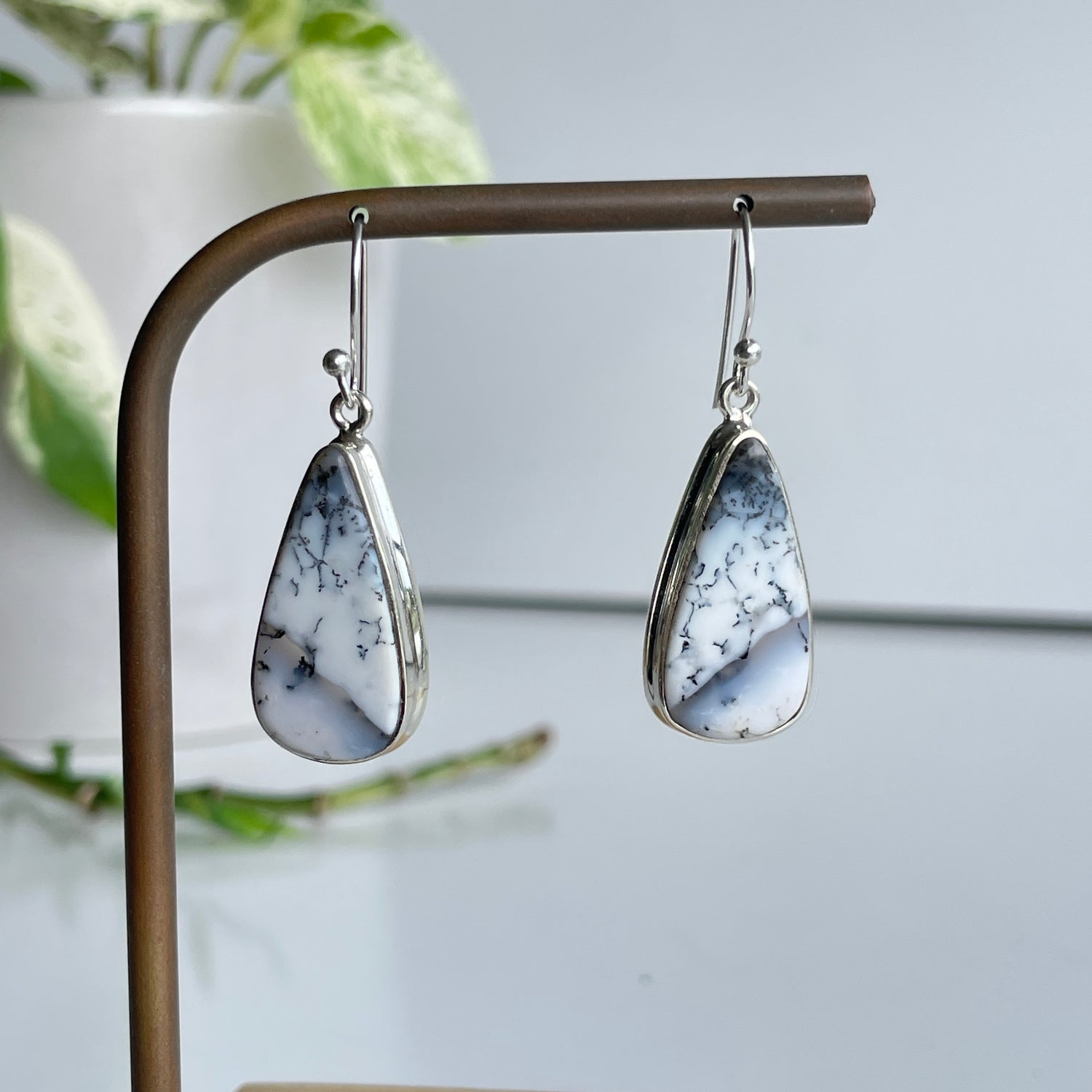 Dendritic Opal Teardrop Earrings