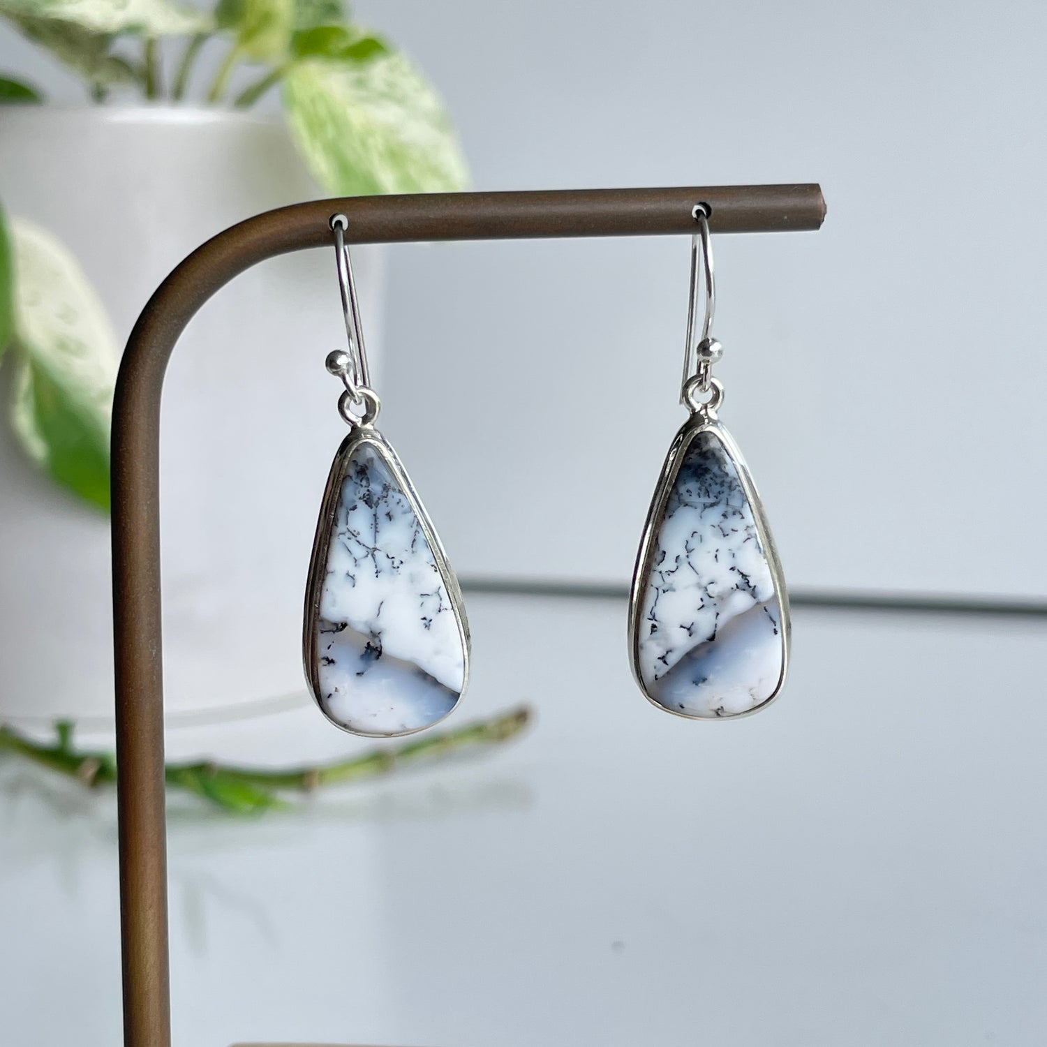 Dendritic Opal Teardrop Earrings
