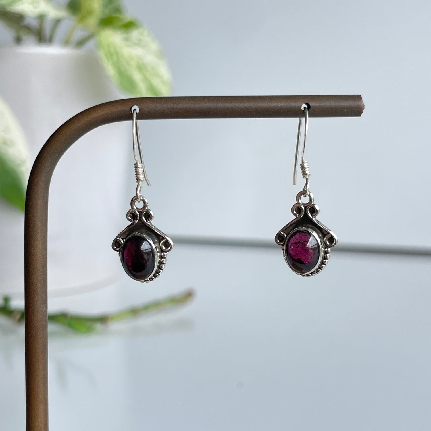 Garnet Oval Earrings