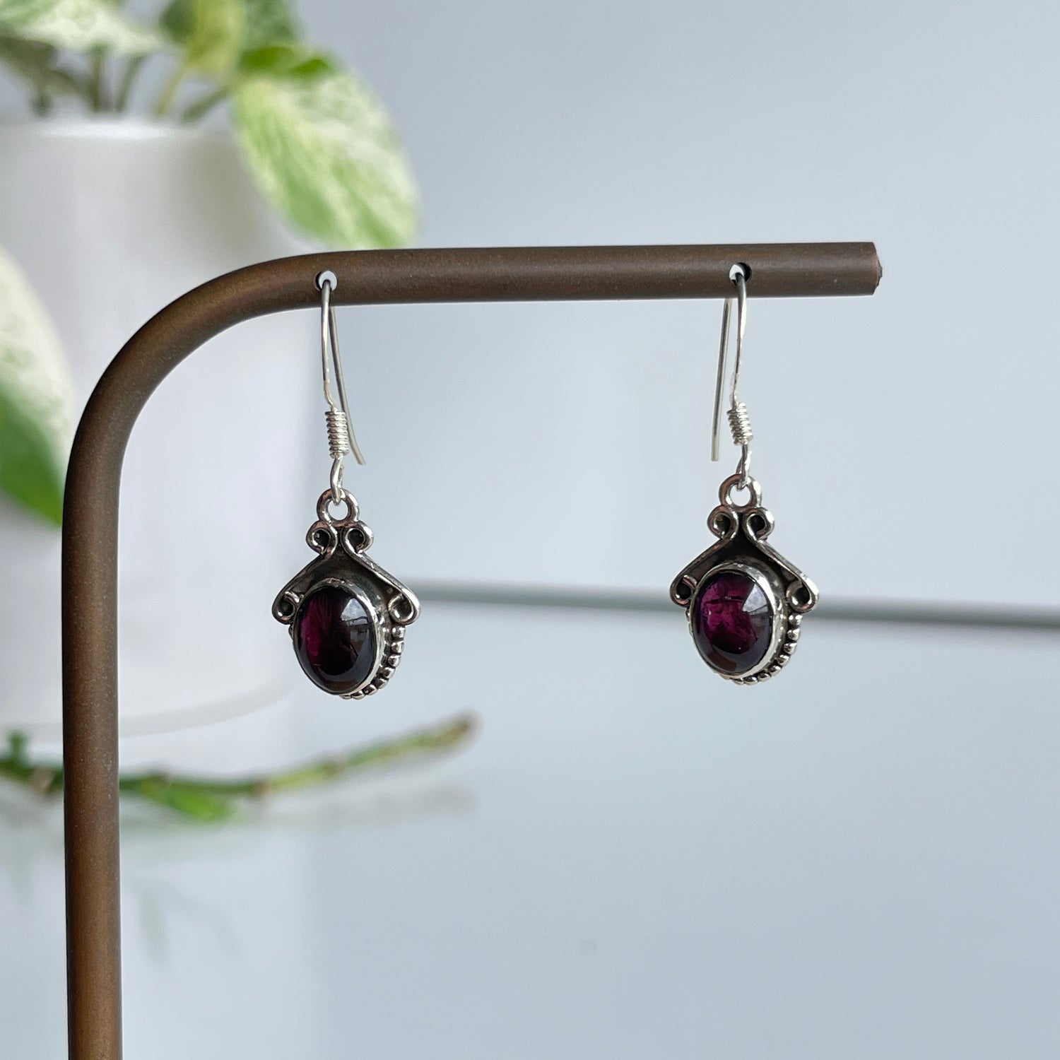 Garnet Oval Earrings