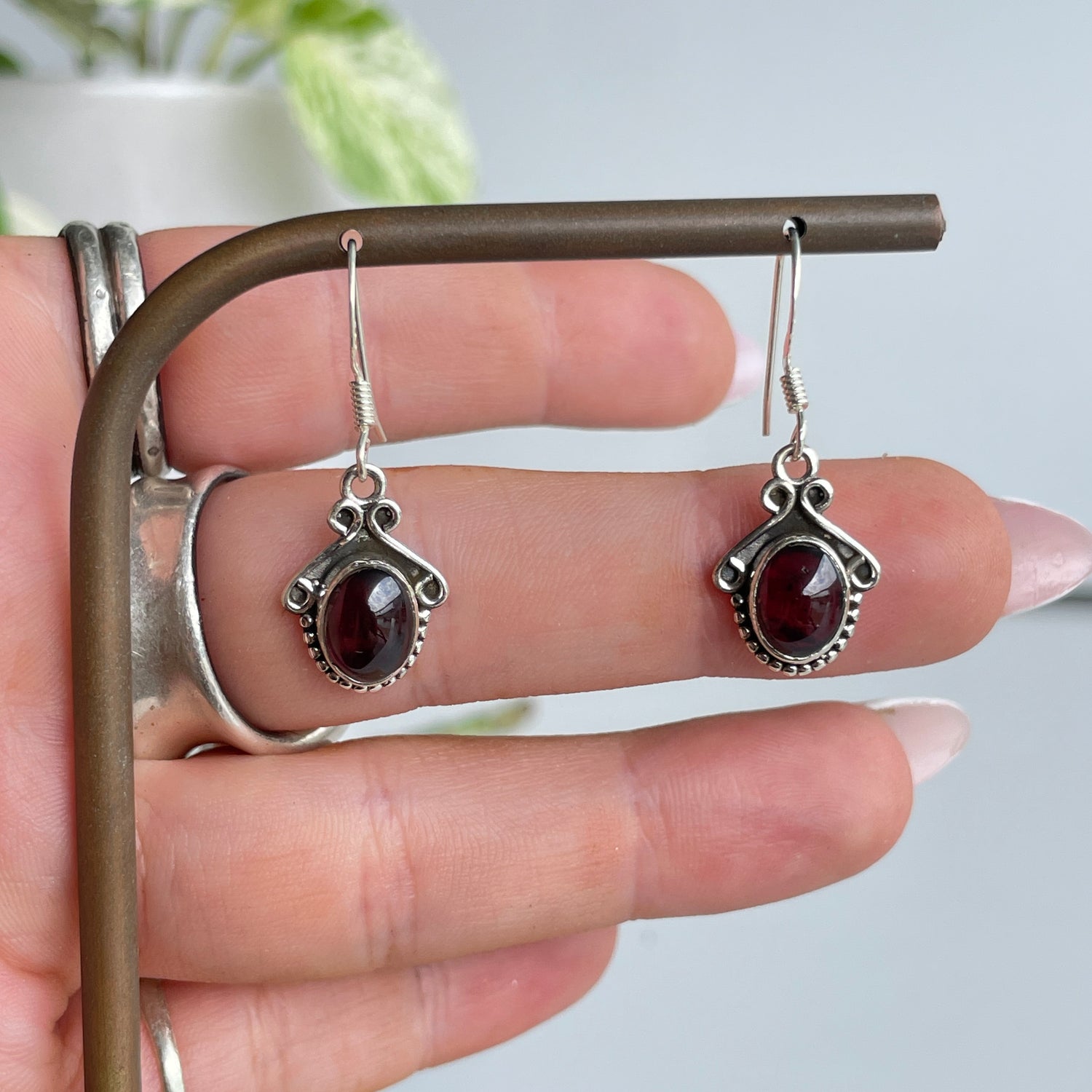 Garnet Oval Earrings