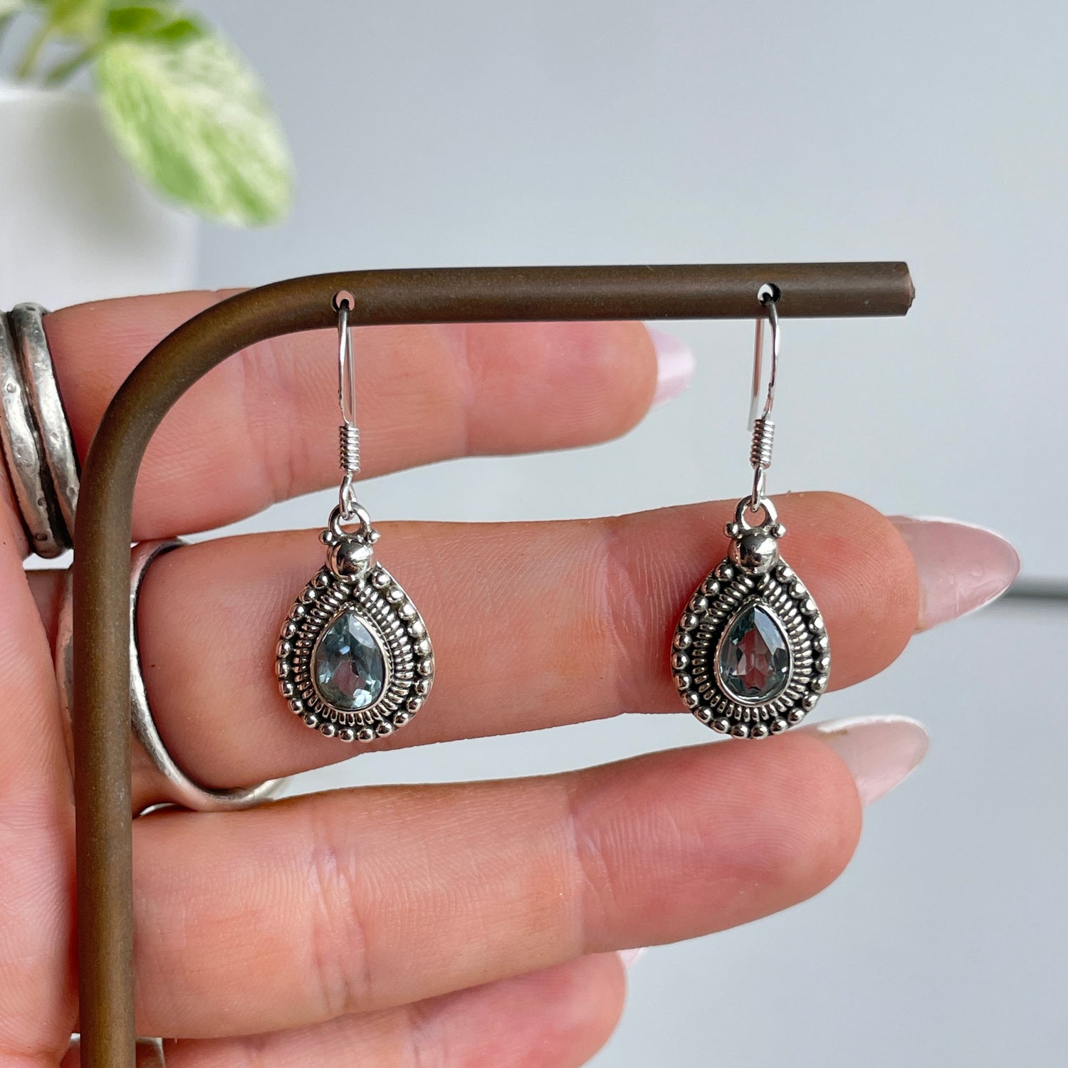 Blue Topaz Teardrop Earrings