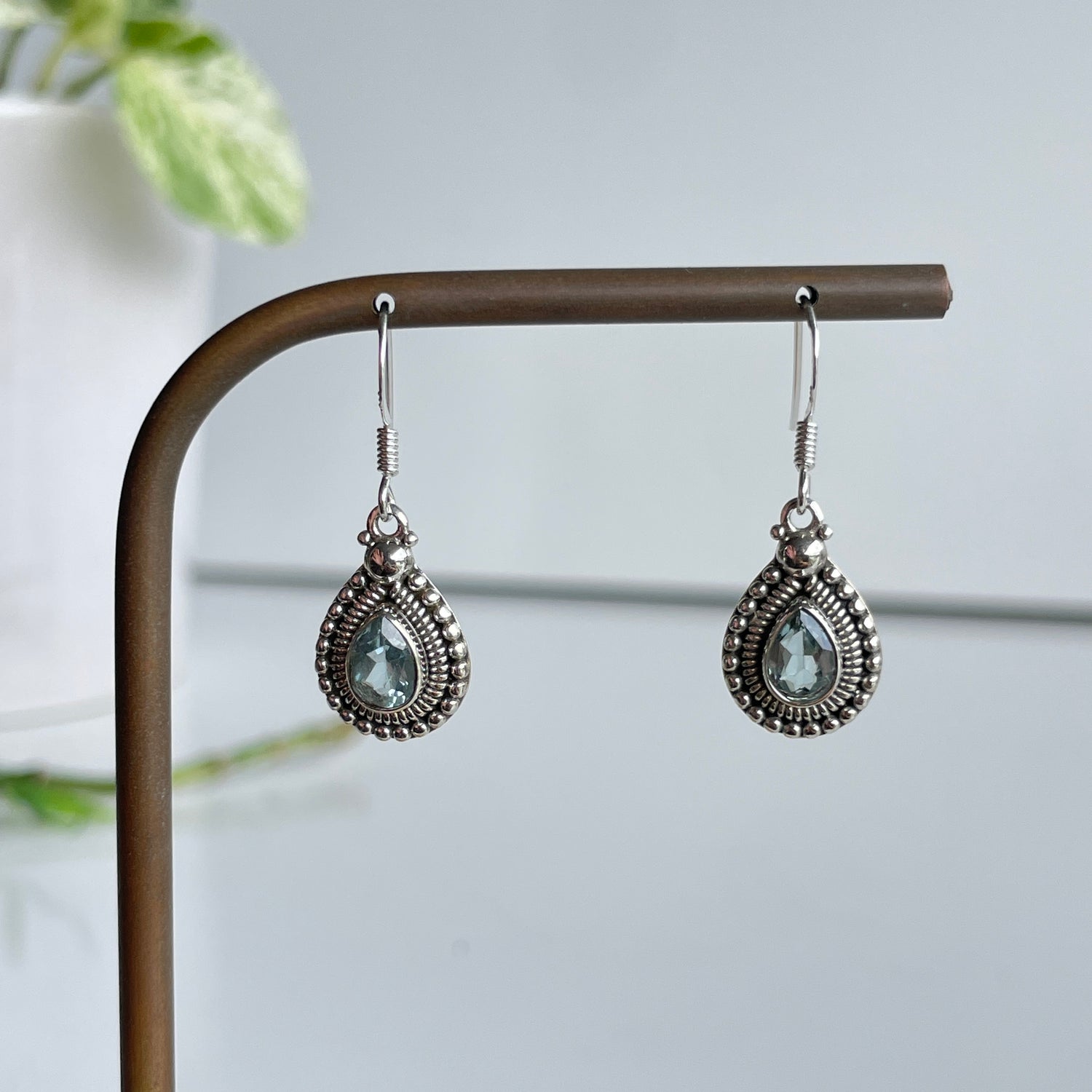 Blue Topaz Teardrop Earrings