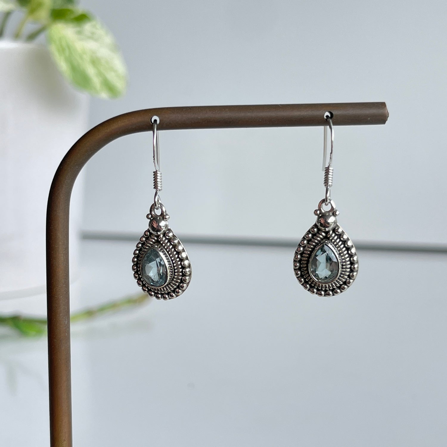 Blue Topaz Teardrop Earrings
