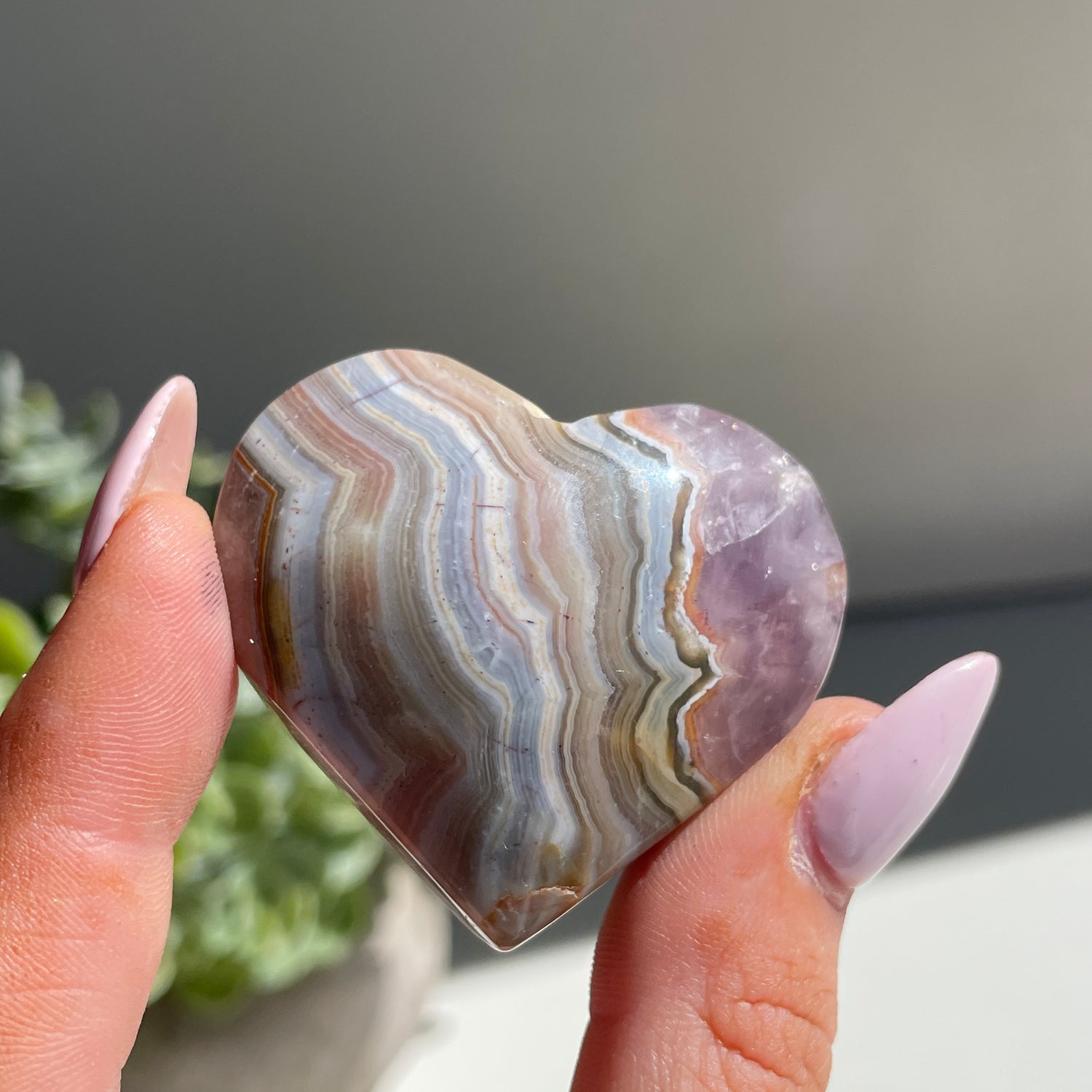 Amethyst & Agate Heart 4.1cm