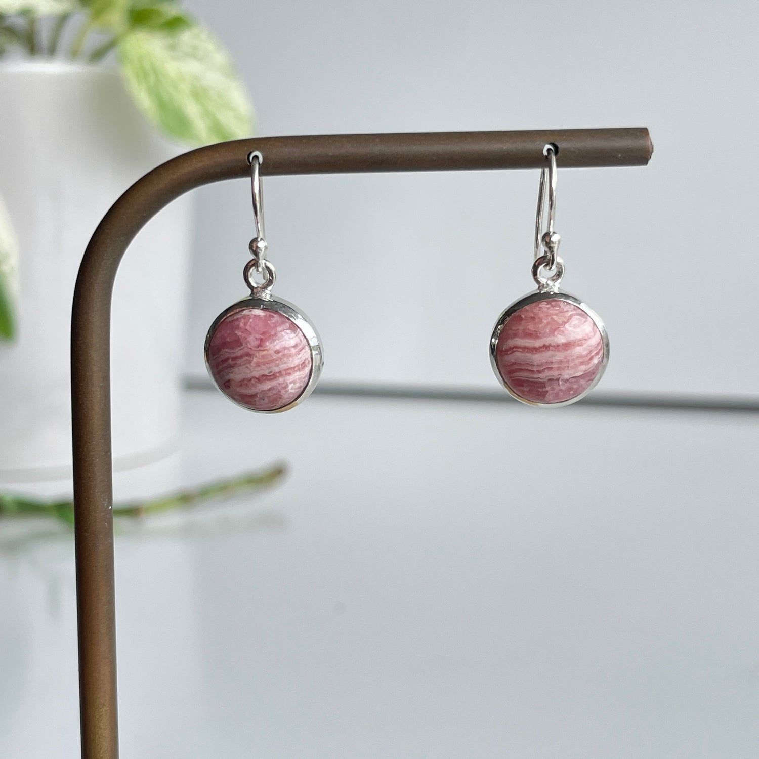 Rhodochrosite Round Earrings