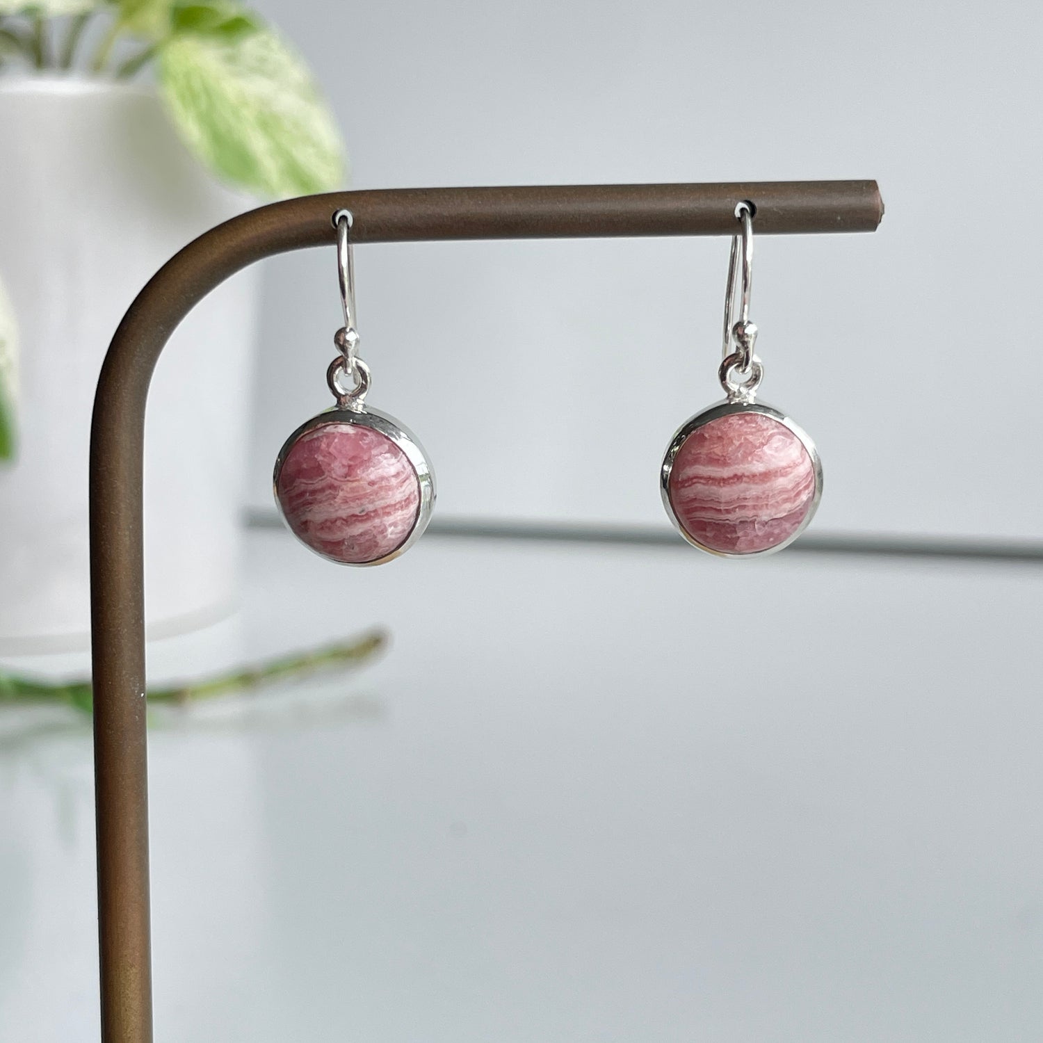 Rhodochrosite Round Earrings