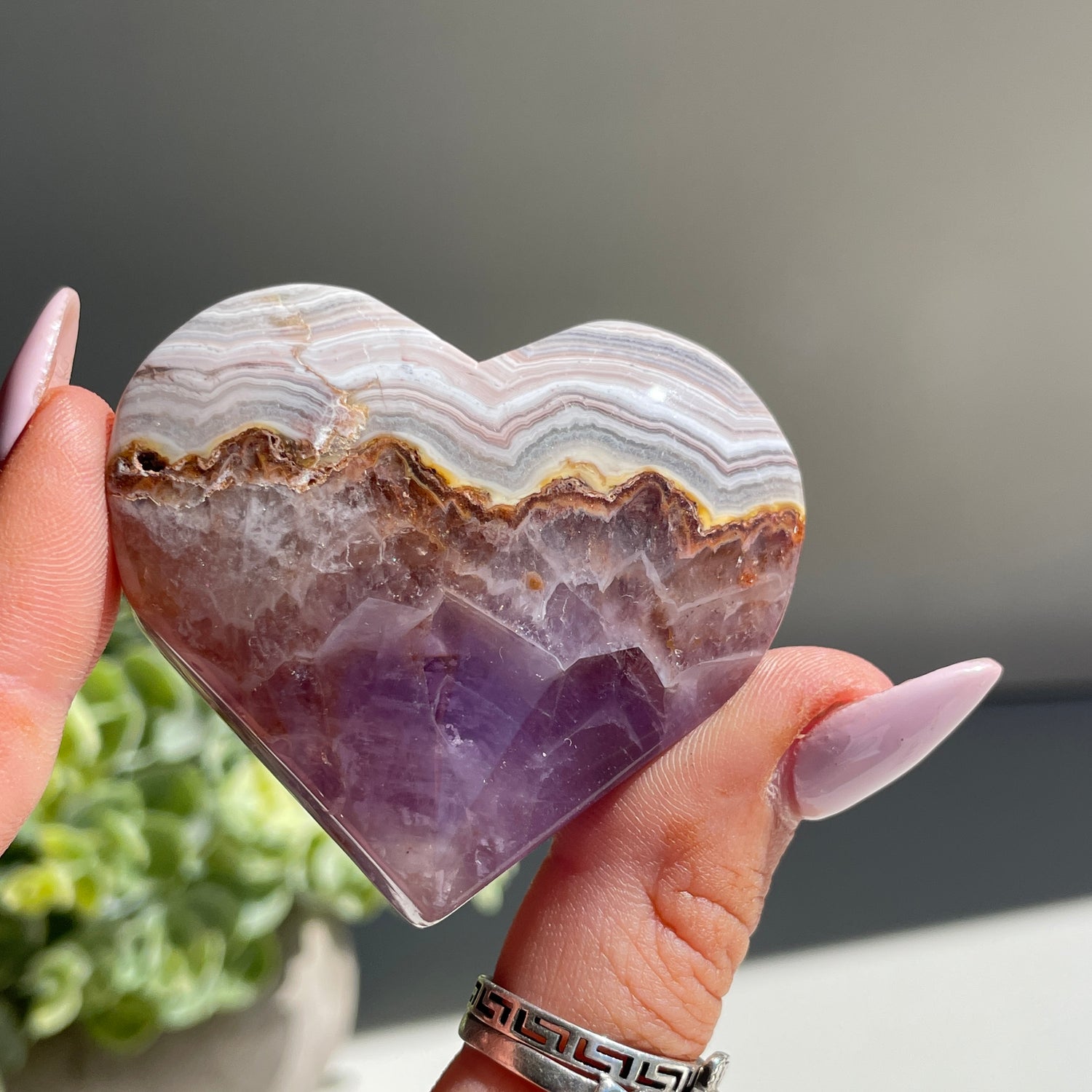 Amethyst & Agate Heart 5cm