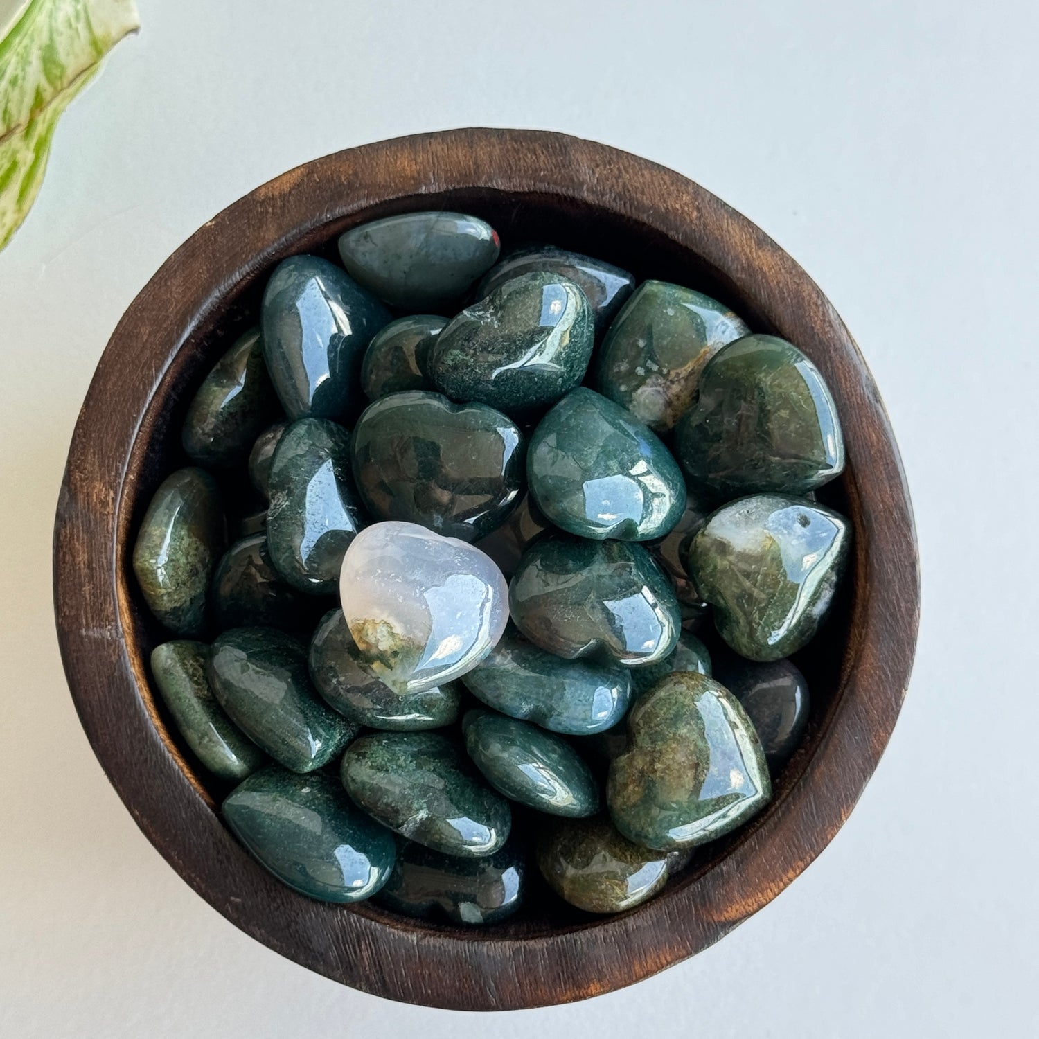 Moss Agate Mini Heart 2cm