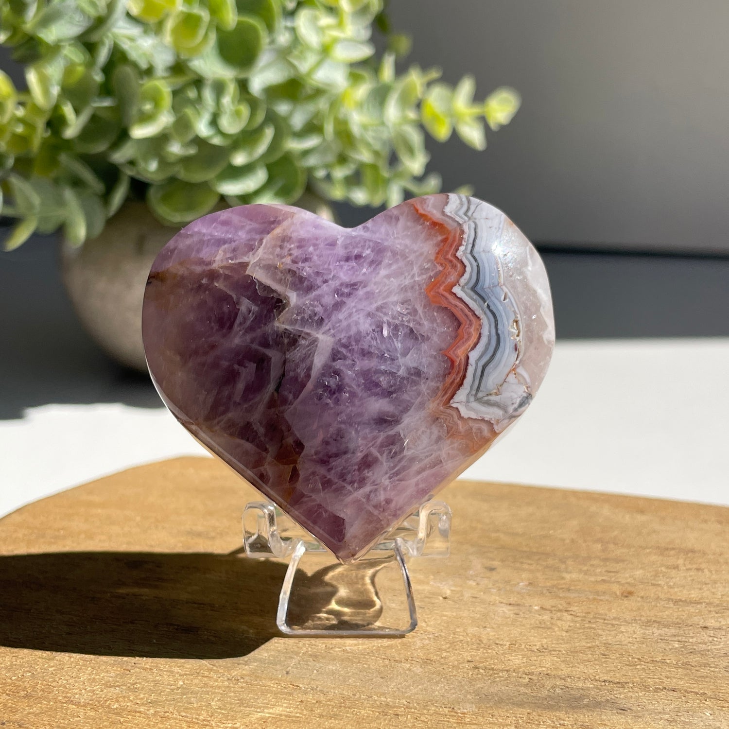 Amethyst & Agate Heart 5.4cm