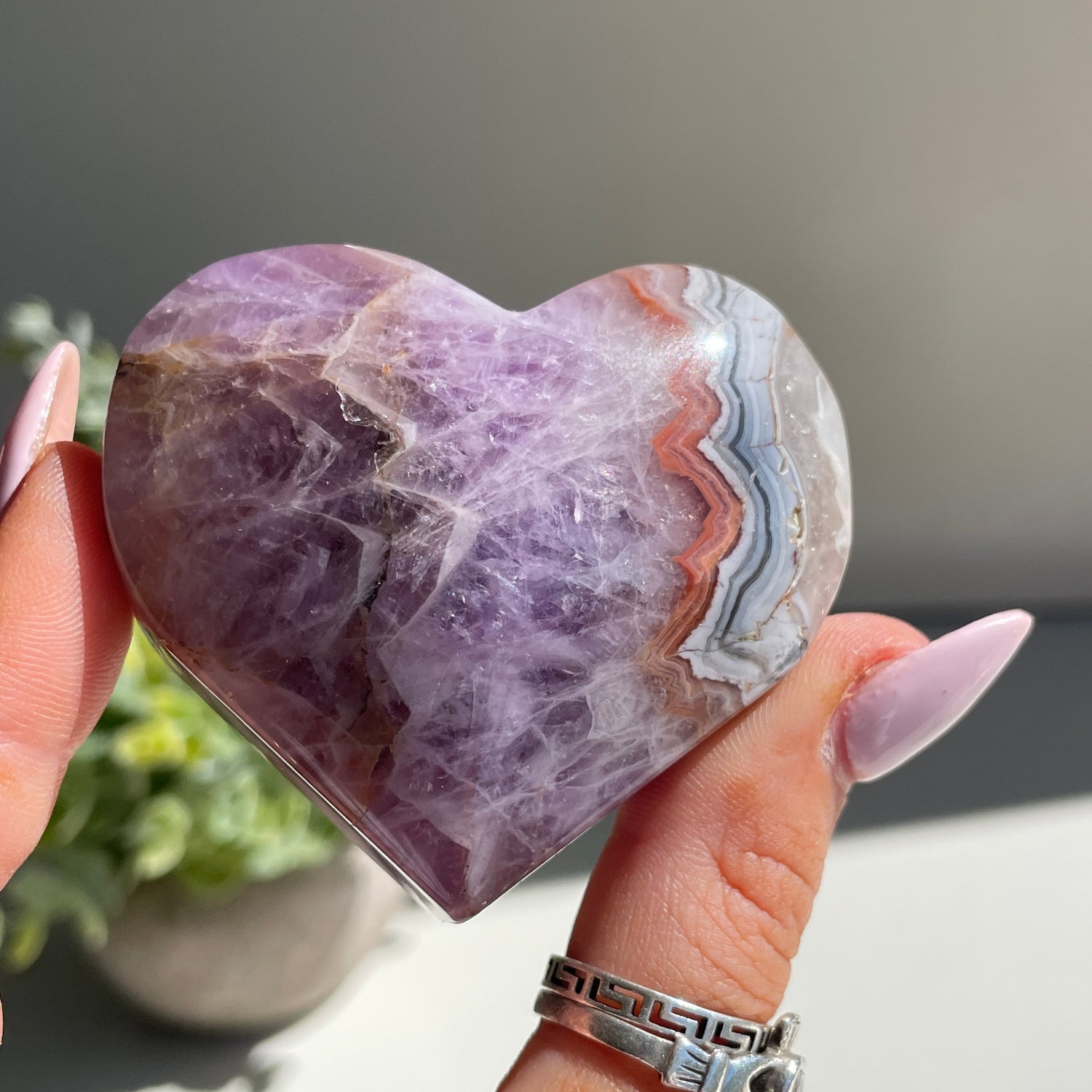 Amethyst & Agate Heart 5.4cm