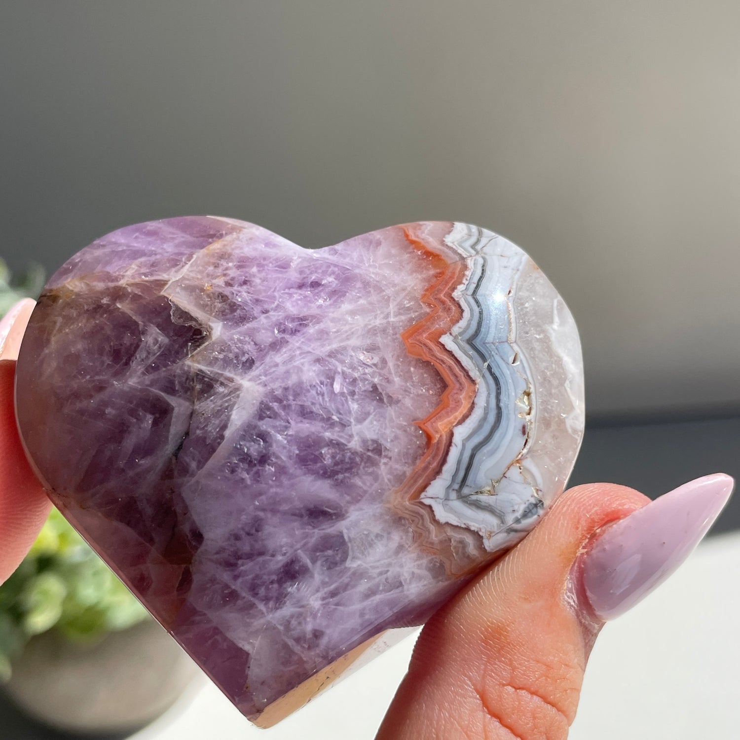Amethyst & Agate Heart 5.4cm