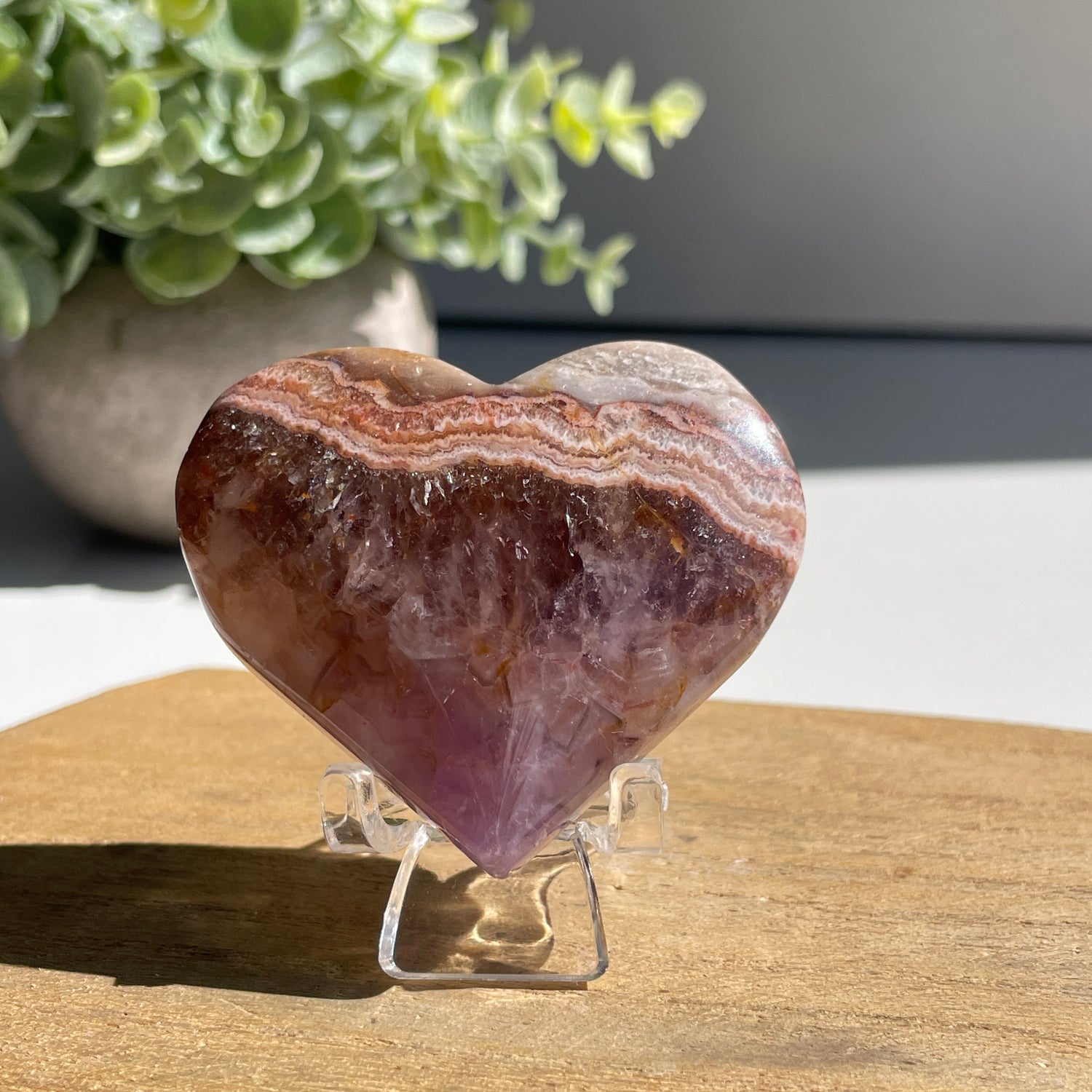 Amethyst & Agate Heart 5.3cm