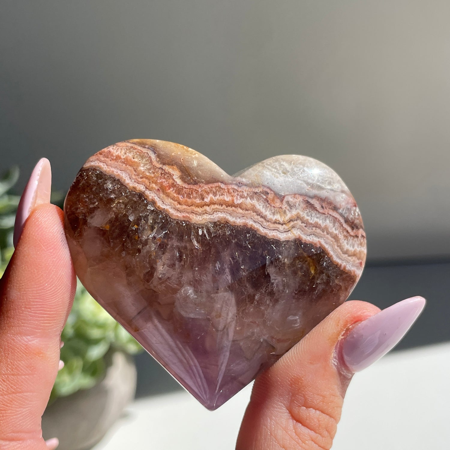 Amethyst & Agate Heart 5.3cm