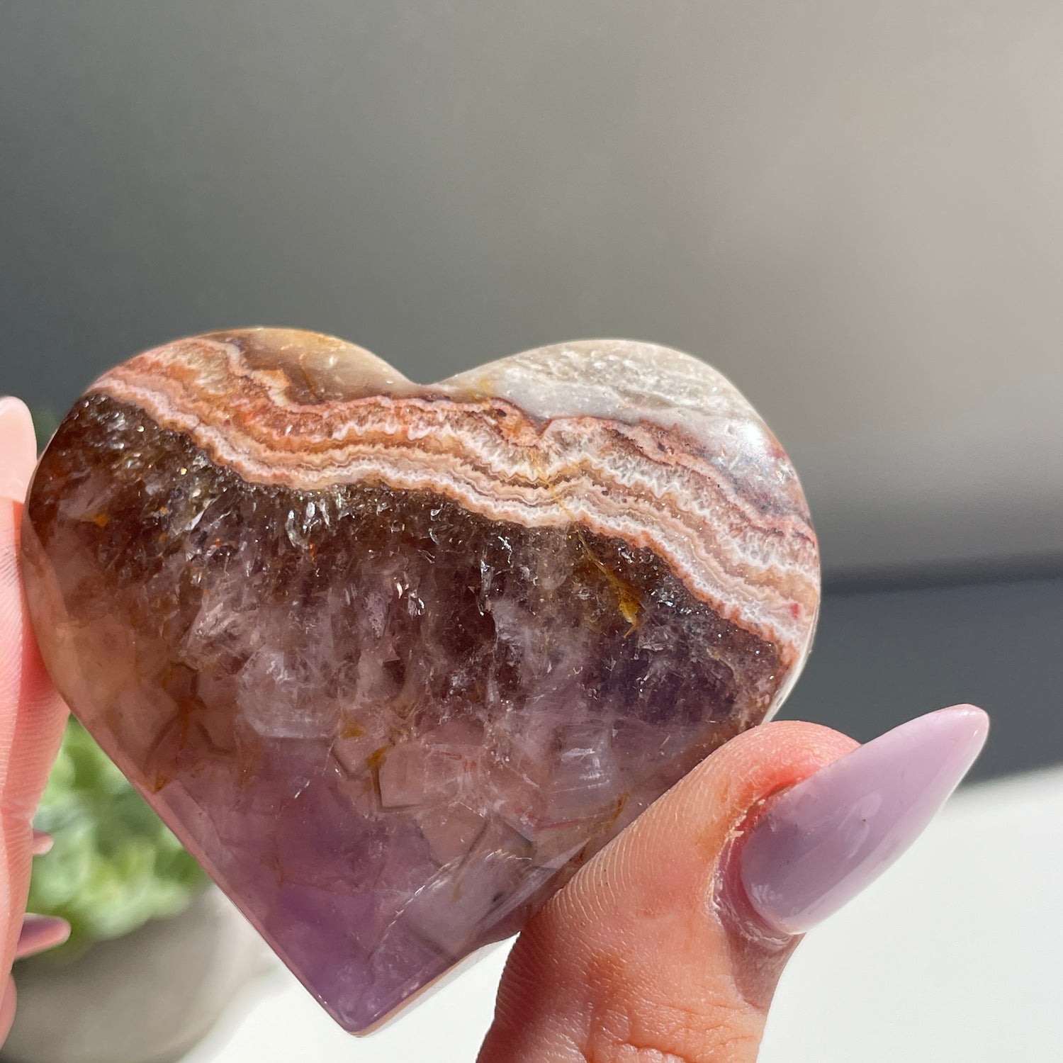 Amethyst & Agate Heart 5.3cm