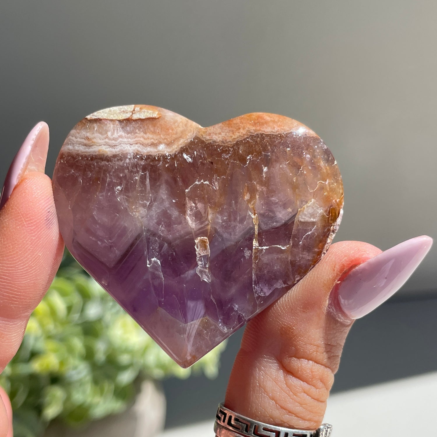 Amethyst & Agate Heart 4.6cm