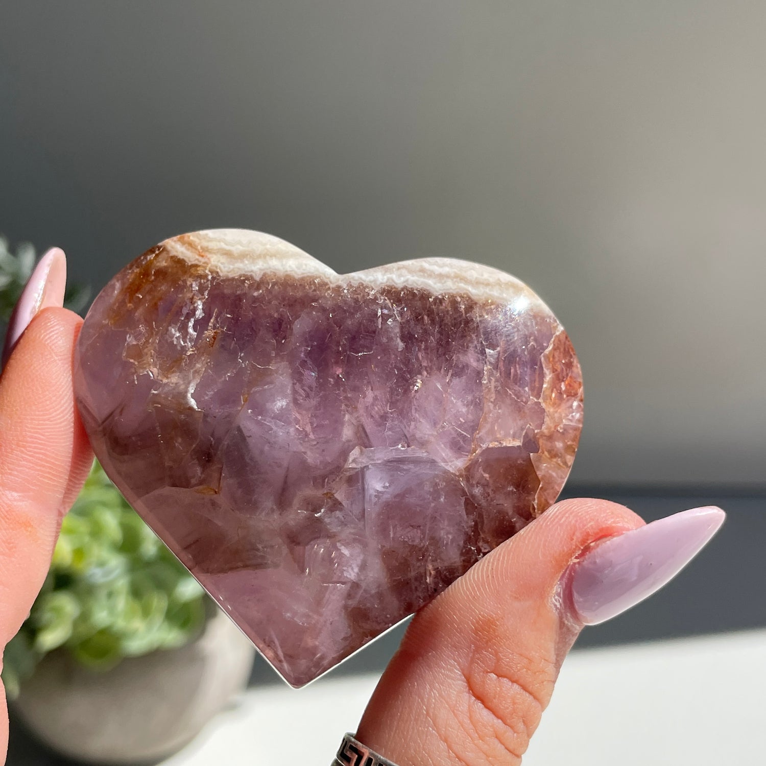 Amethyst & Agate Heart 5.3cm