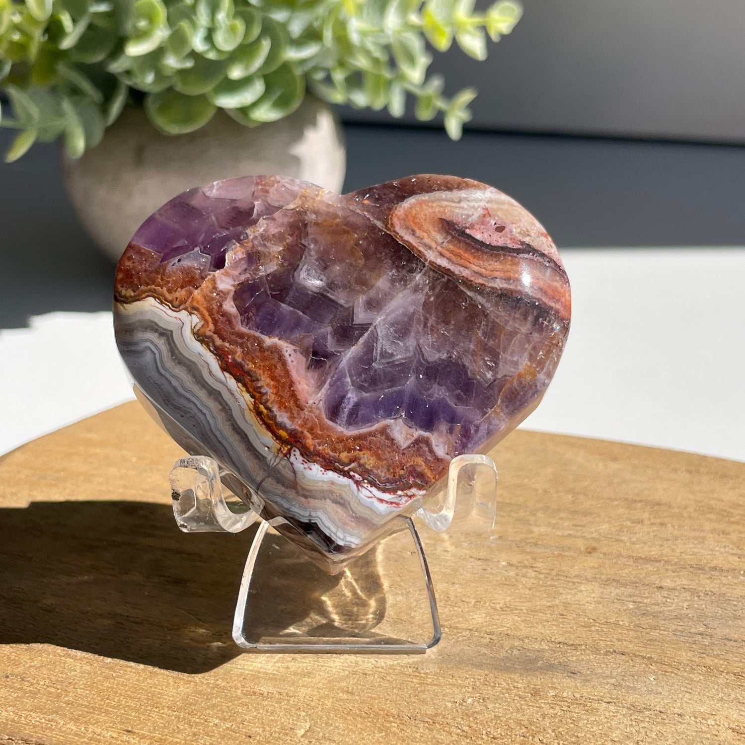 Amethyst & Agate Heart 6.2cm
