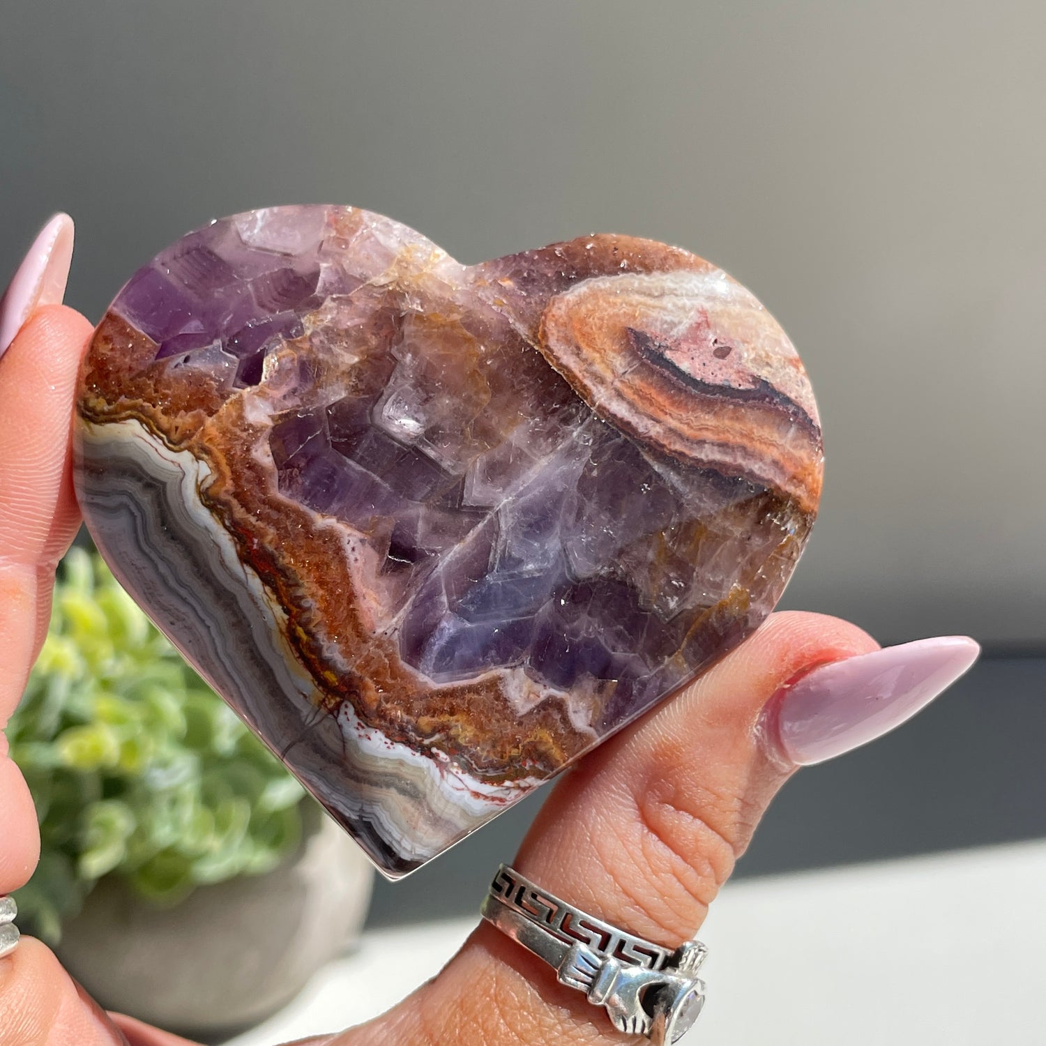 Amethyst & Agate Heart 6.2cm