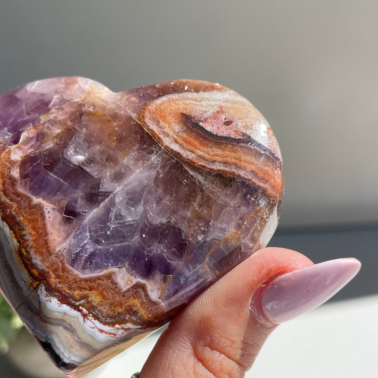 Amethyst & Agate Heart 6.2cm