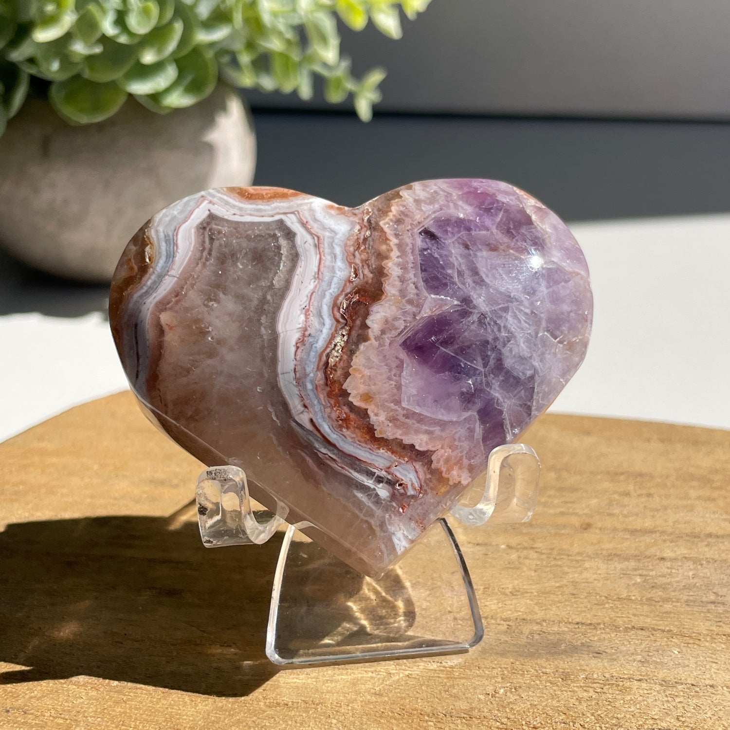 Amethyst & Agate Heart 6.3cm