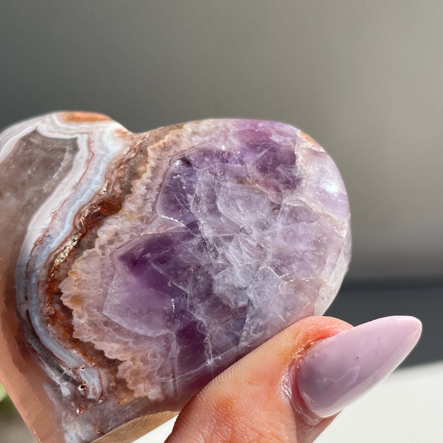 Amethyst & Agate Heart 6.3cm