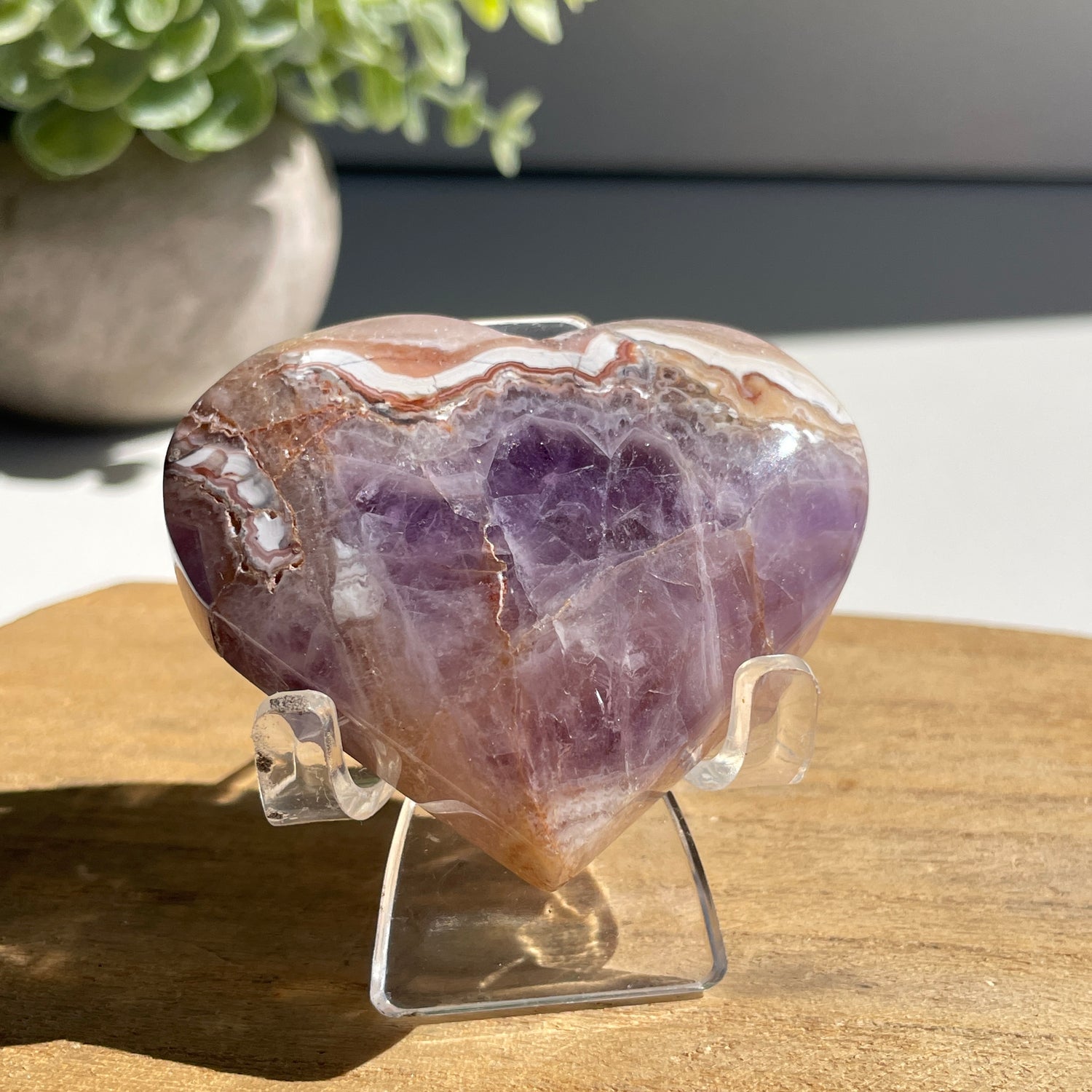 Amethyst & Agate Heart 5.6cm