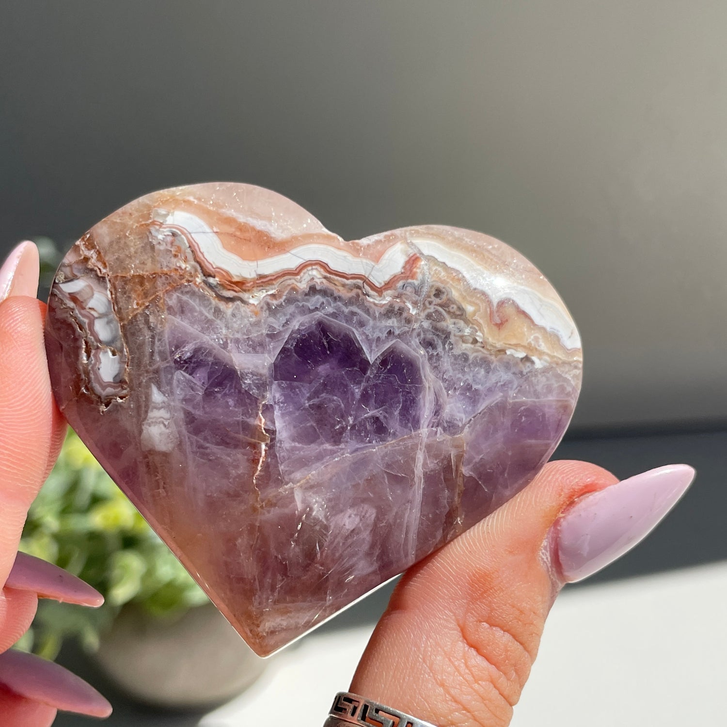 Amethyst & Agate Heart 5.6cm
