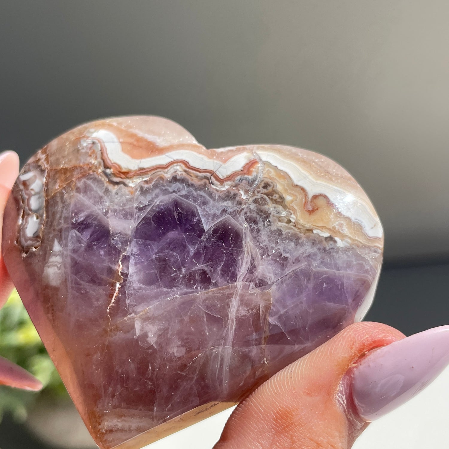 Amethyst & Agate Heart 5.6cm