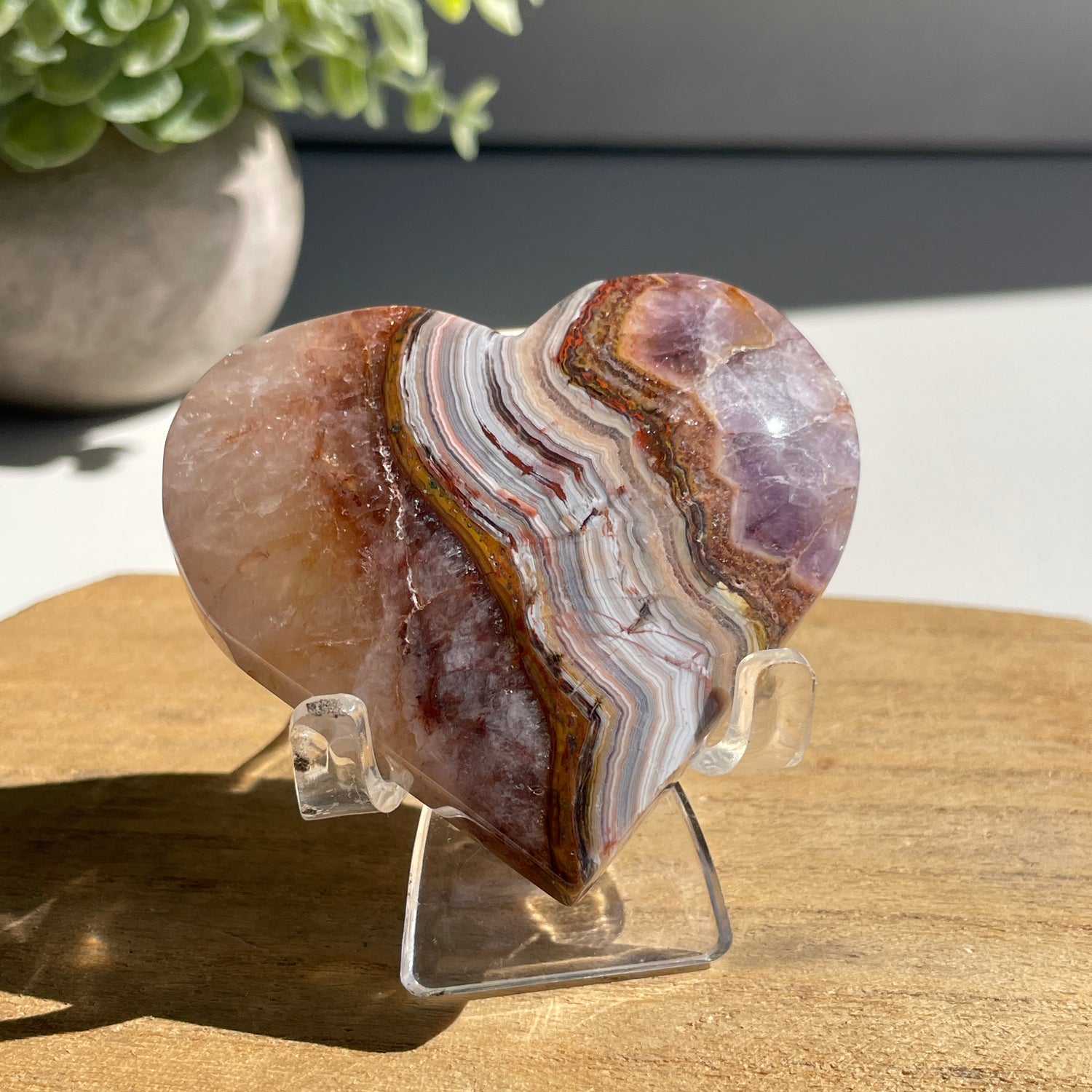 Amethyst & Agate Heart 6cm