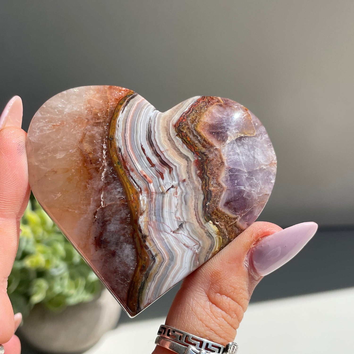 Amethyst & Agate Heart 6cm