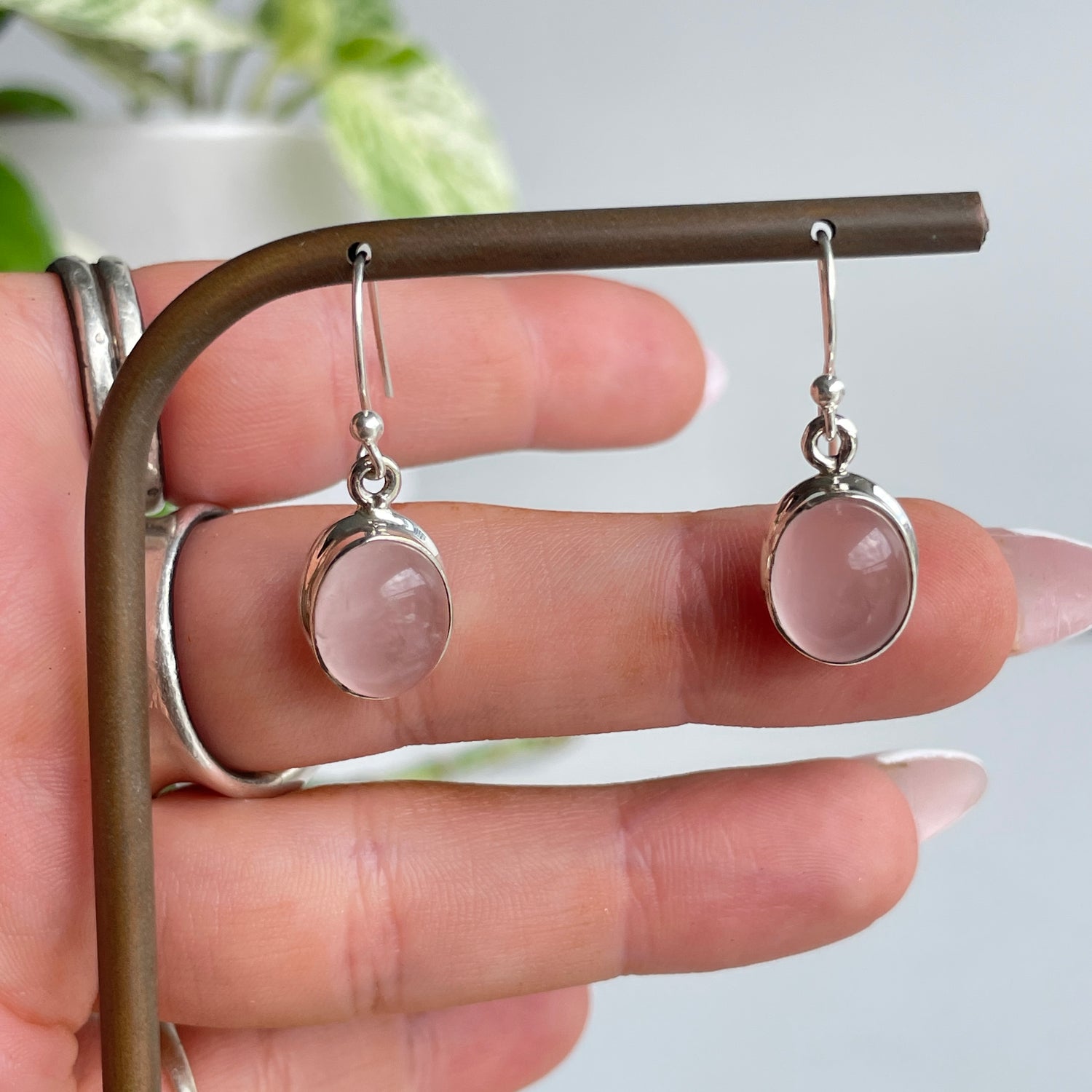 Rose Quartz Oval Earrings