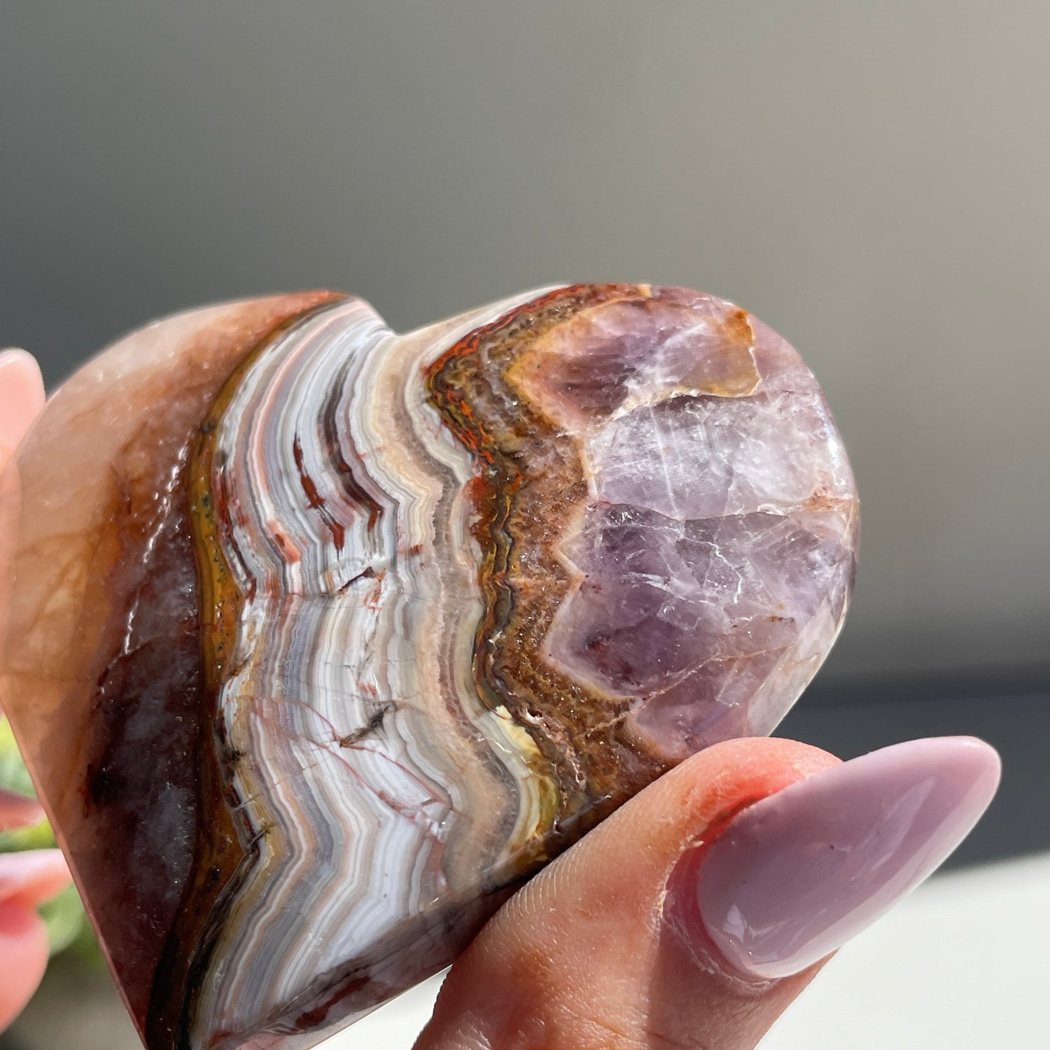 Amethyst & Agate Heart 6cm