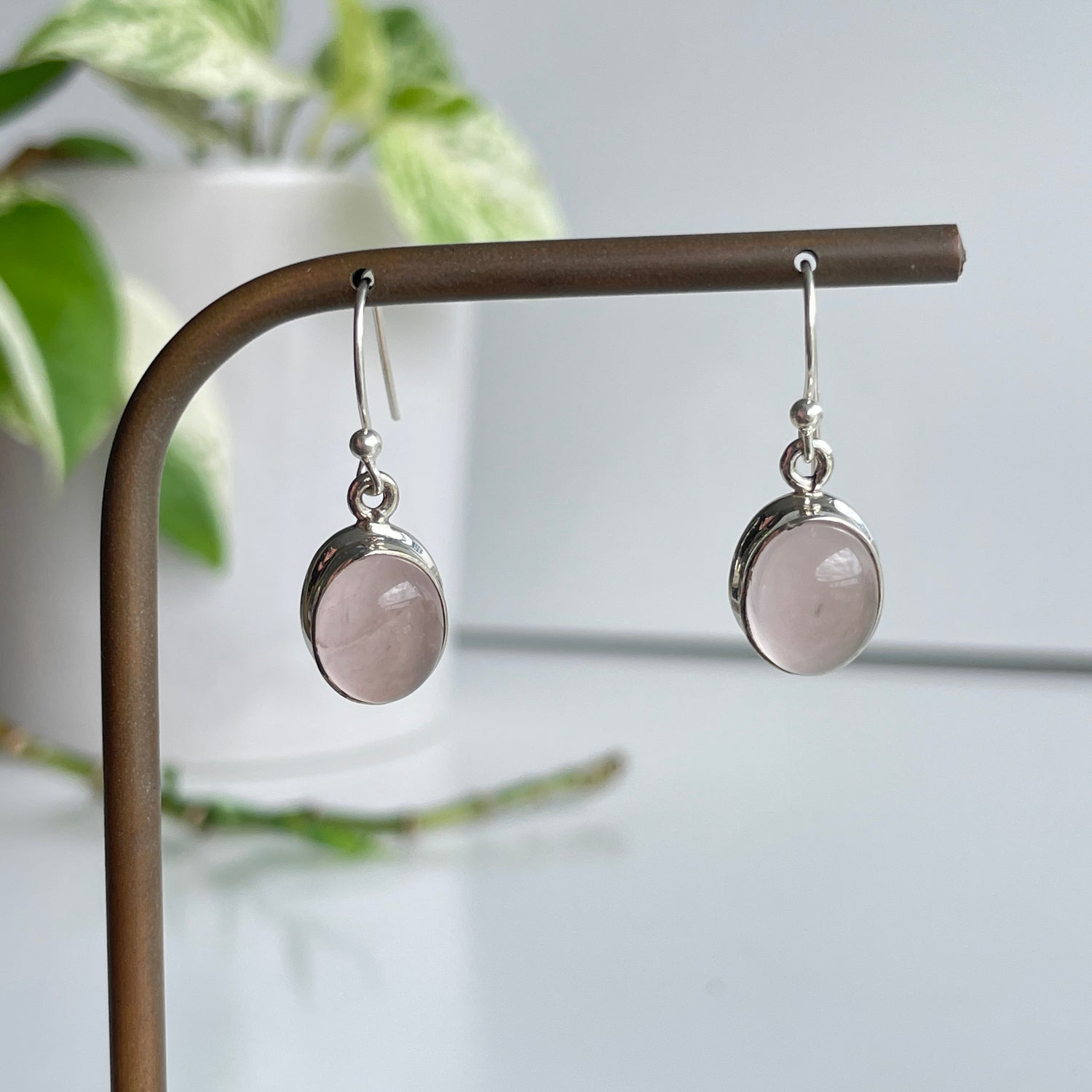 Rose Quartz Oval Earrings