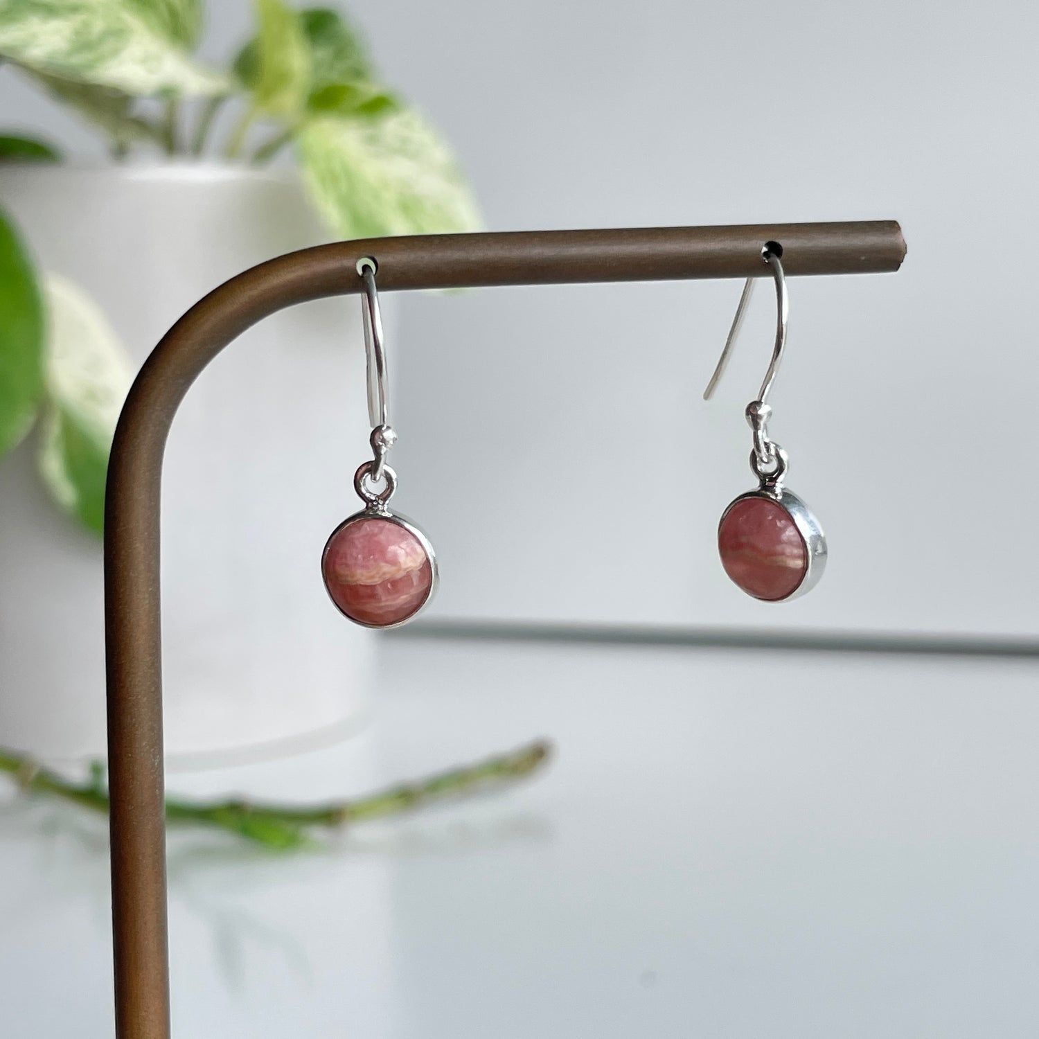 Rhodochrosite Round Earrings