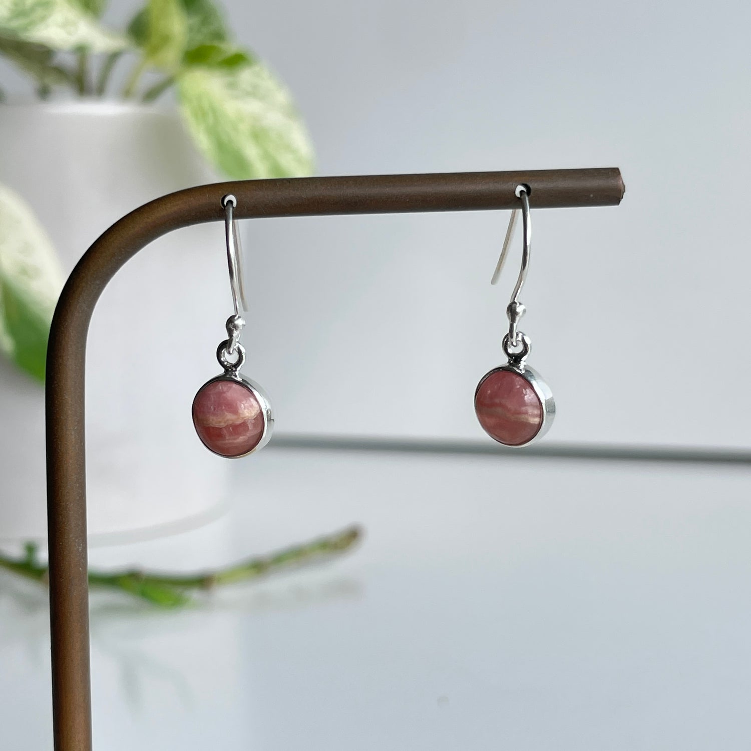 Rhodochrosite Round Earrings