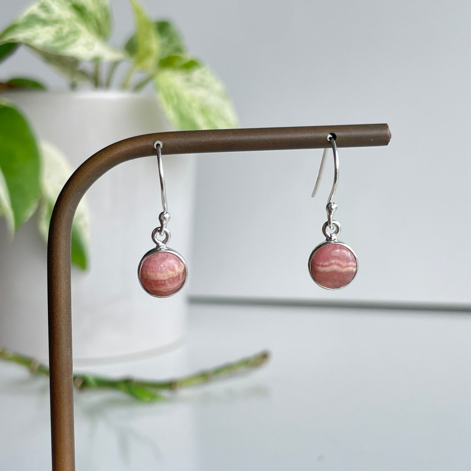 Rhodochrosite Round Earrings