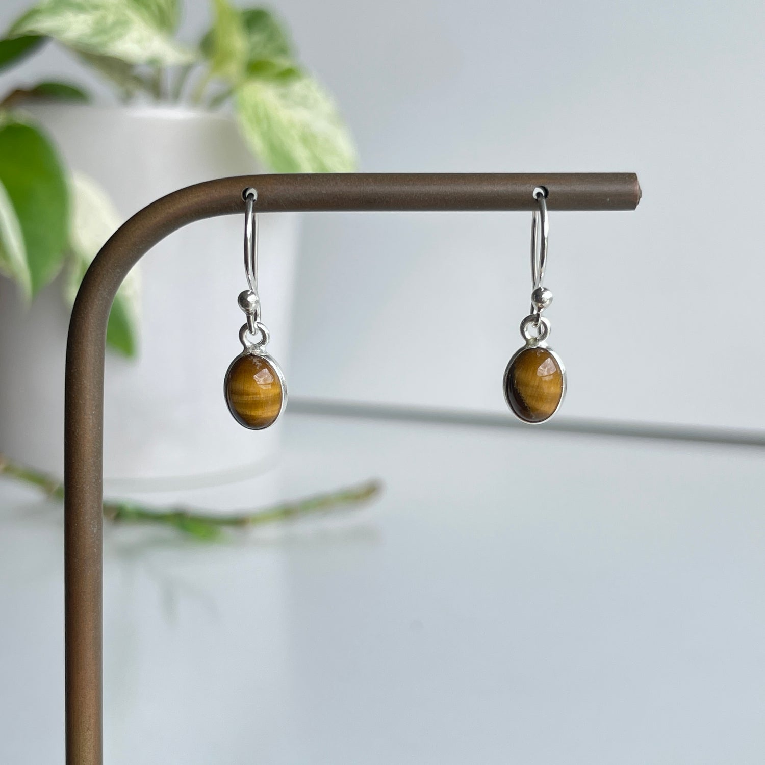 Tigers Eye Oval Earrings