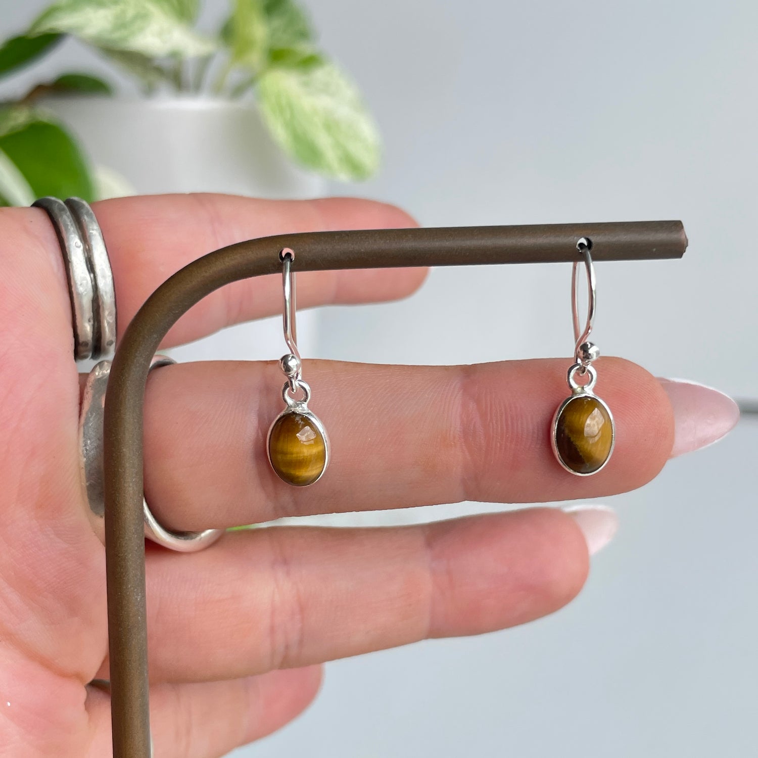 Tigers Eye Oval Earrings