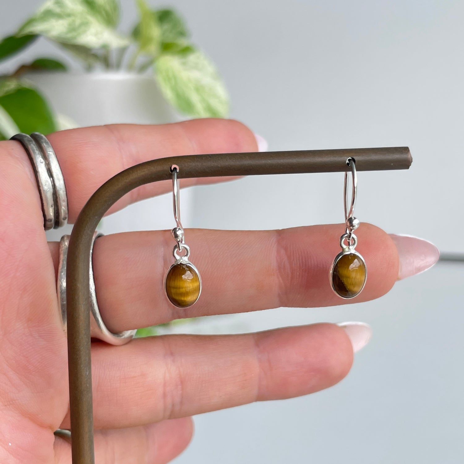 Tigers Eye Oval Earrings