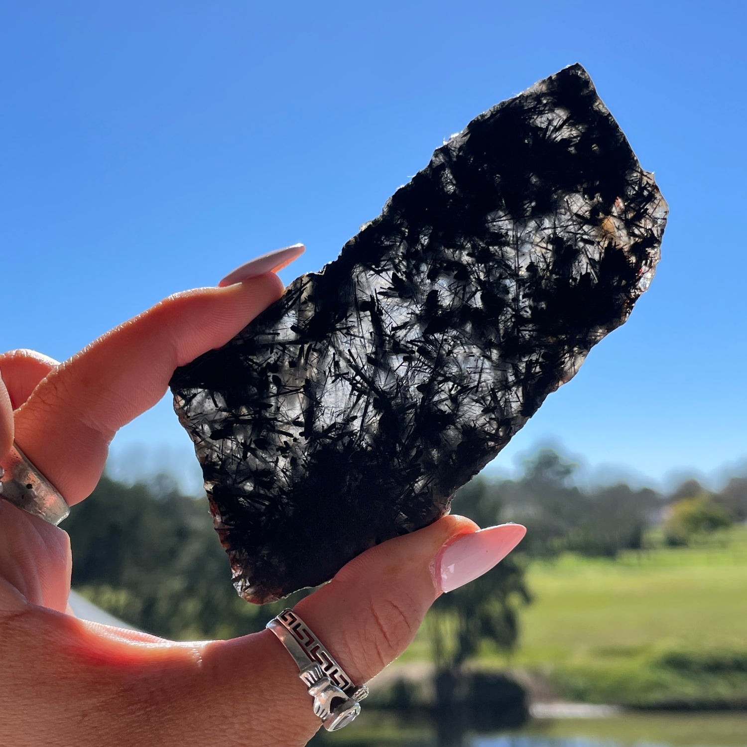 Tourmalinated Quartz Slice 78g