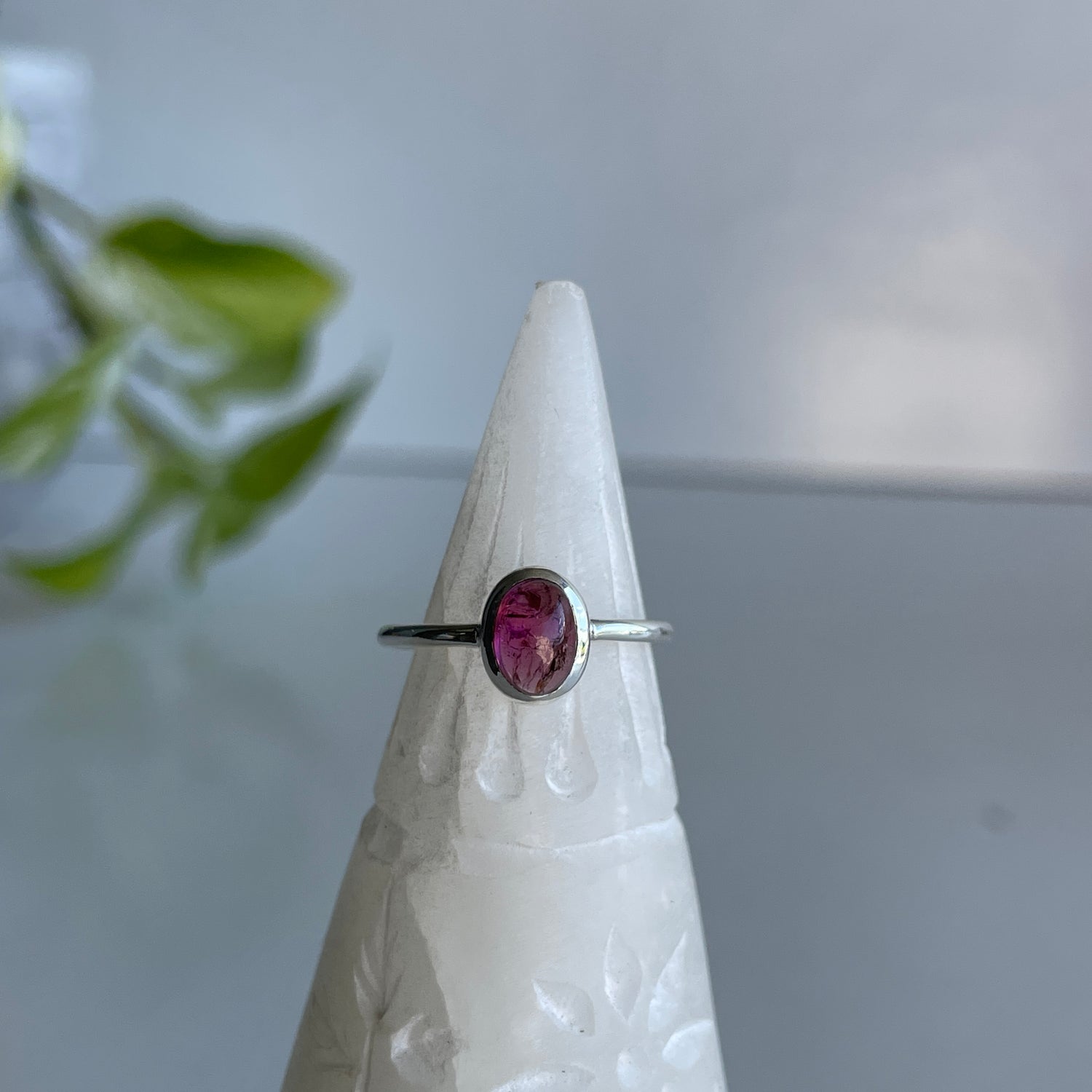 Pink Tourmaline Oval Ring Sz6