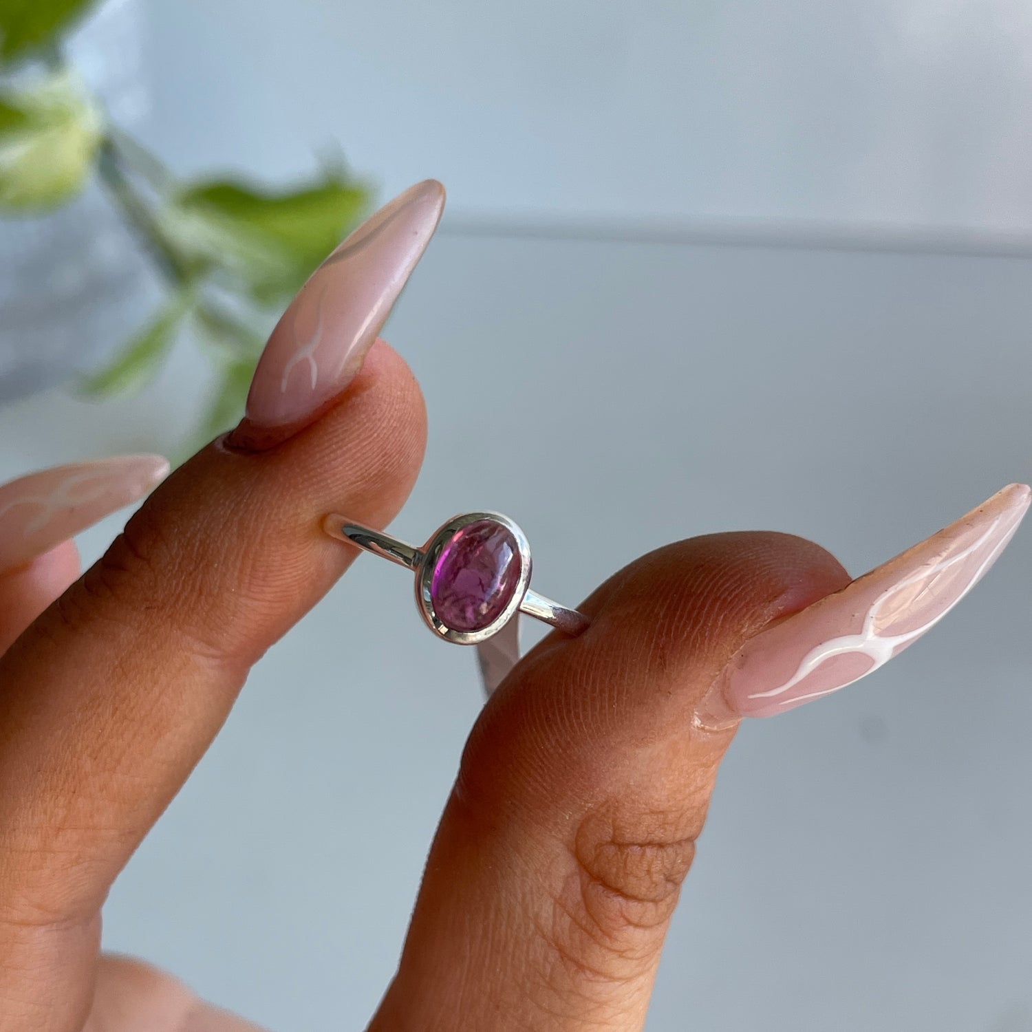 Pink Tourmaline Oval Ring Sz6